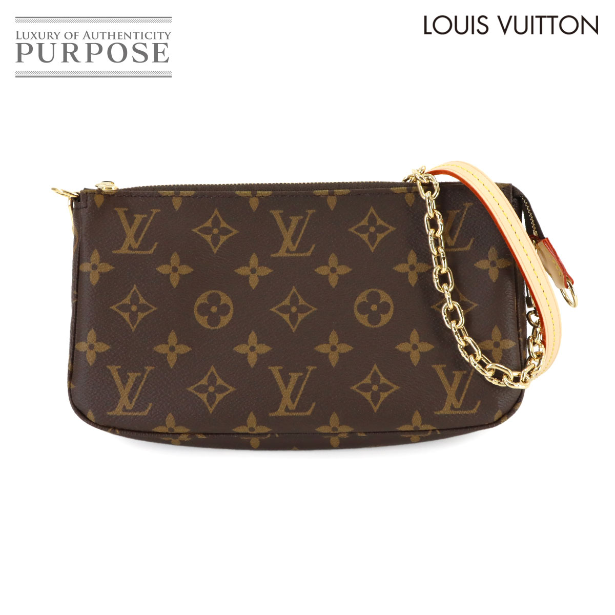 LOUIS VUITTON モノグラム ポシェット アクセソワール ハンド バッグ ブラウン M82766 RFID ゴールド 金具 Pochette Accessoires ルイ ヴィトン 90317989