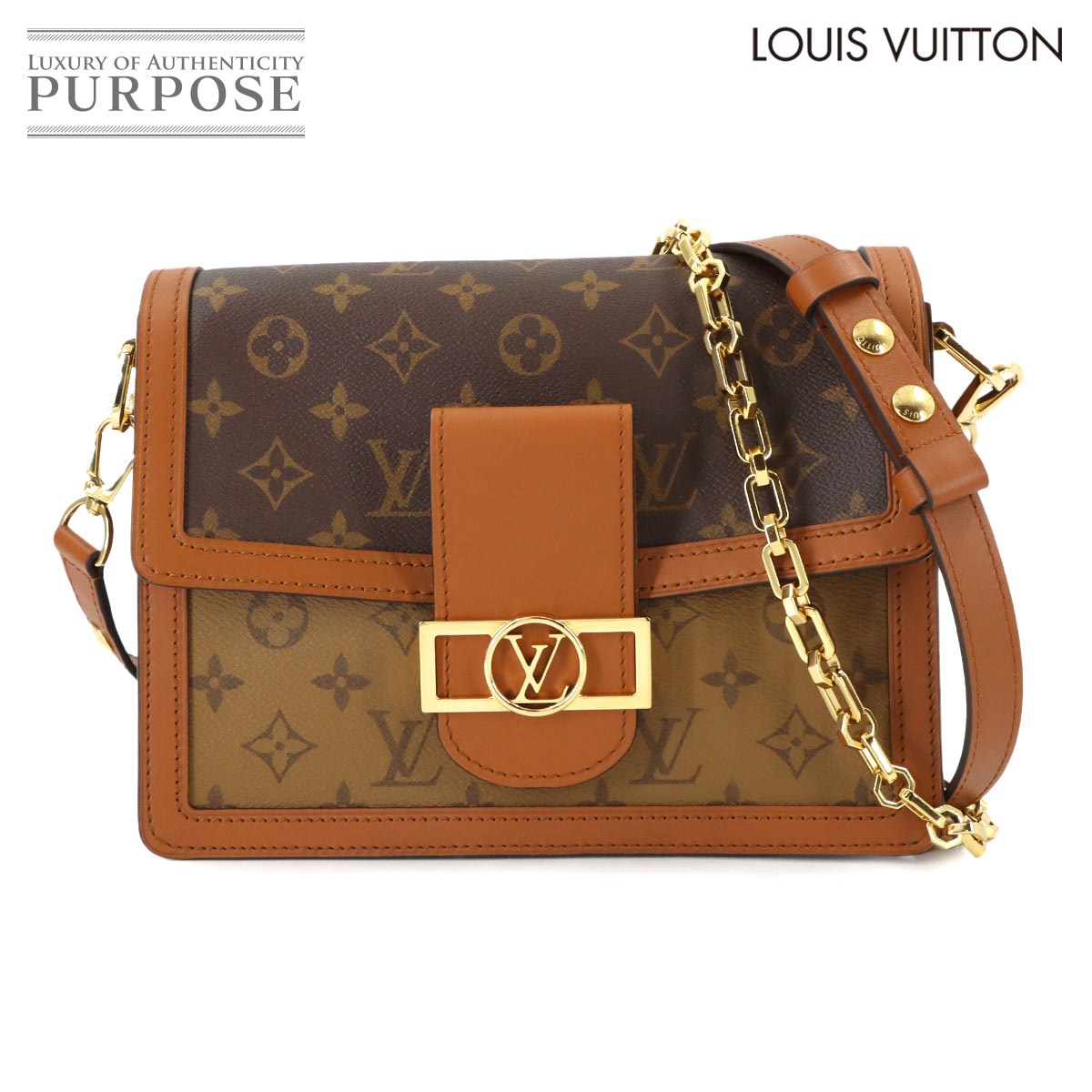 LOUIS VUITTON モノグラム リバース ドーフィーヌ ショルダー バッグ ブラウン M44391 Dauphine ルイ ヴィトン 90318024