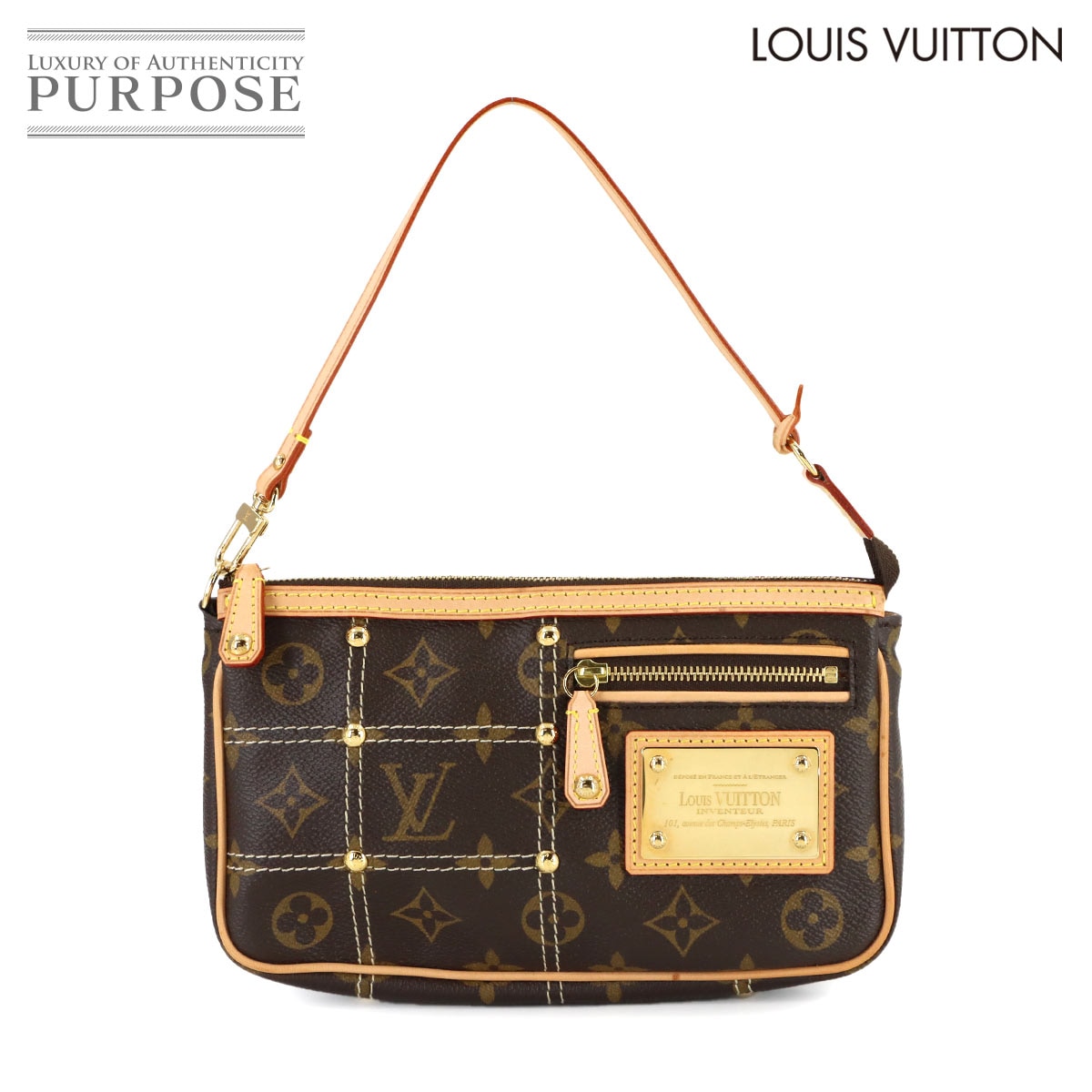 LOUIS VUITTON モノグラム リヴェット ポシェット アクセソワール ポーチ ハンド バッグ M40141 ルイ ヴィトン 90318077