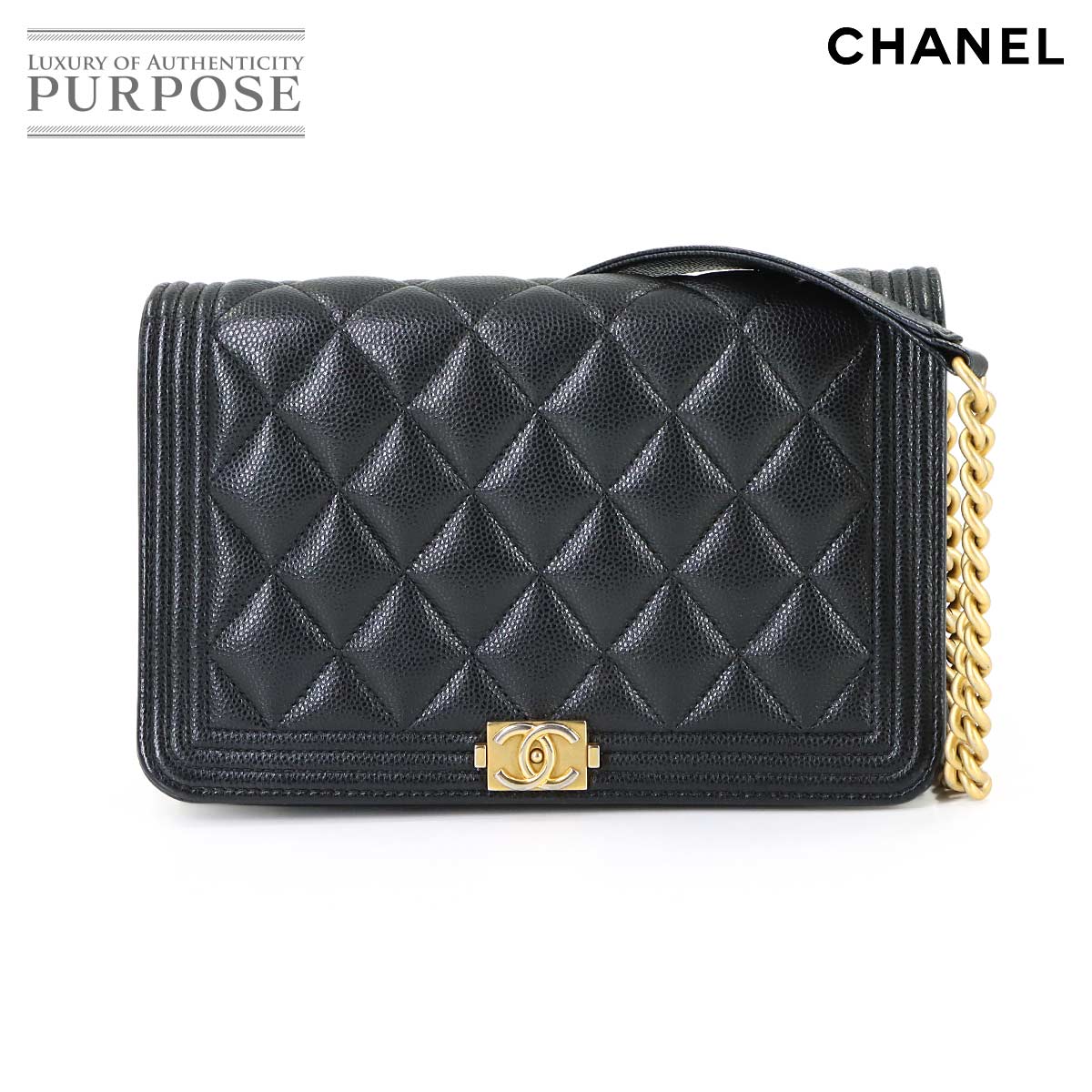 CHANEL ボーイシャネル チェーン ウォレット 長財布 キャビアスキン ブラック AP1117 ゴールド 金具 Chain Wallet シャネル 90318872