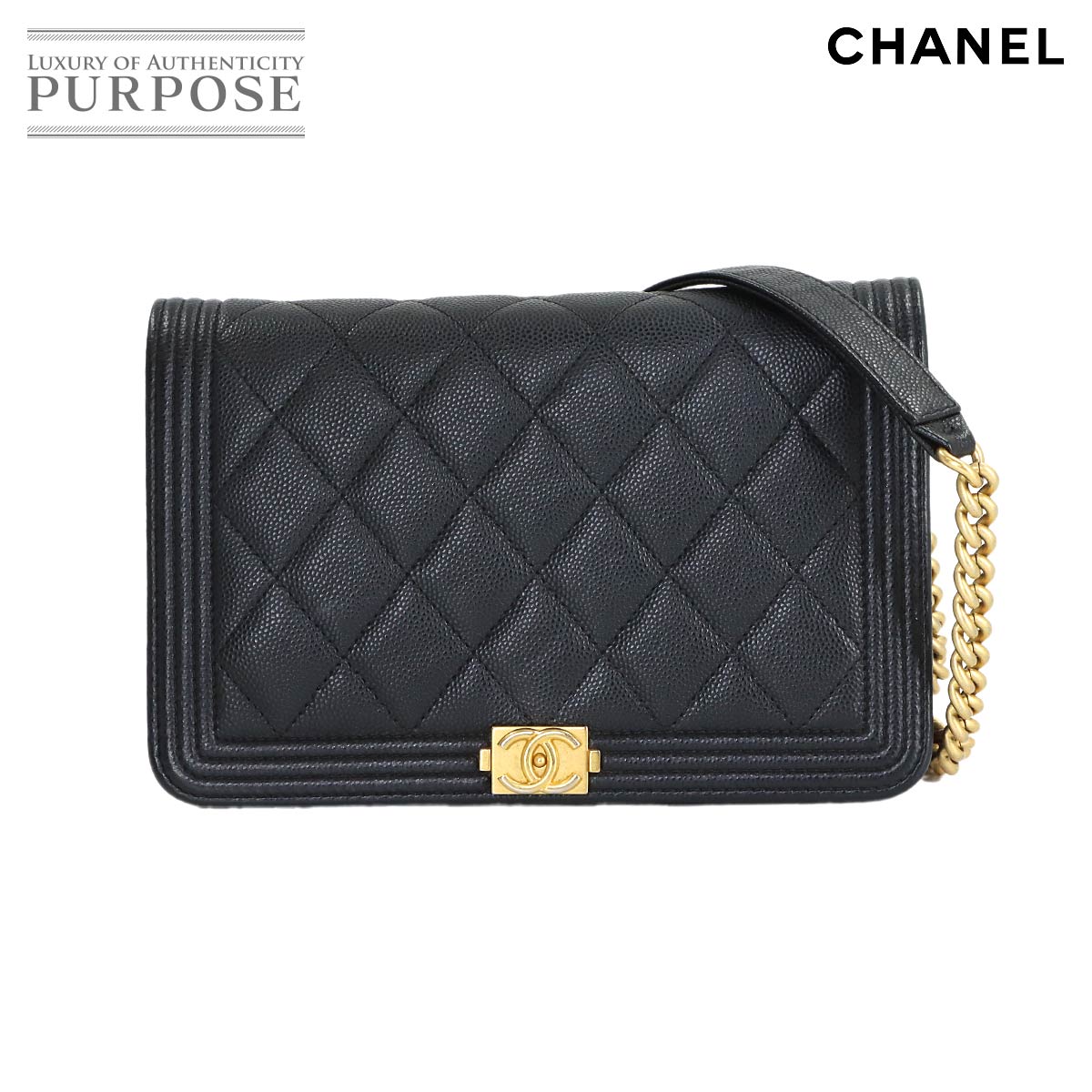 CHANEL ボーイシャネル チェーン ウォレット 長財布 キャビアスキン レザー ブラック AP1117 ゴールド 金具 Chain Wallet シャネル 90318873