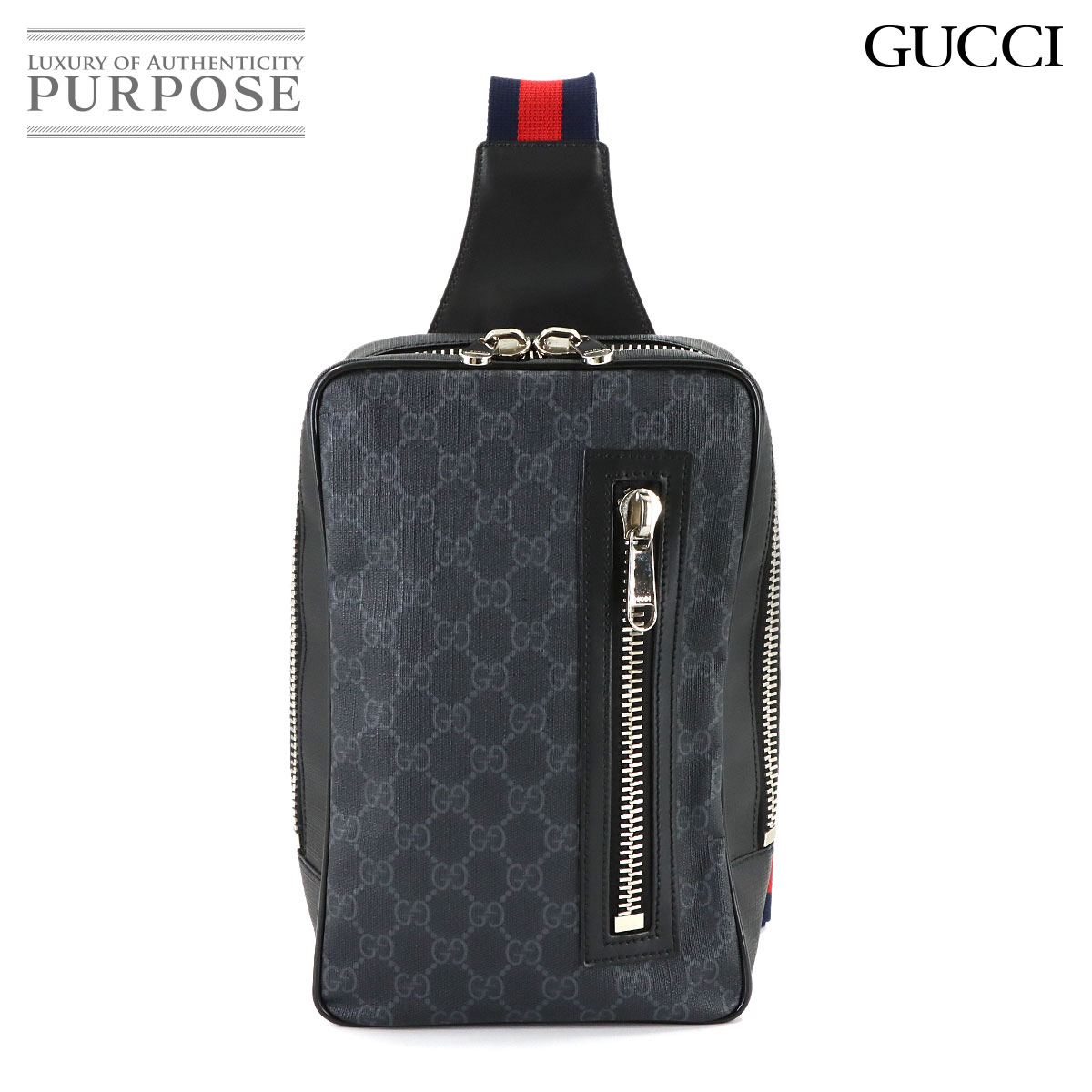 GUCCI ソフト GGスプリーム ベルト バッグ スリング ボディ バッグ ブラック 478325 シルバー 金具 Soft GG Supreme Belt Bag グッチ 90318887