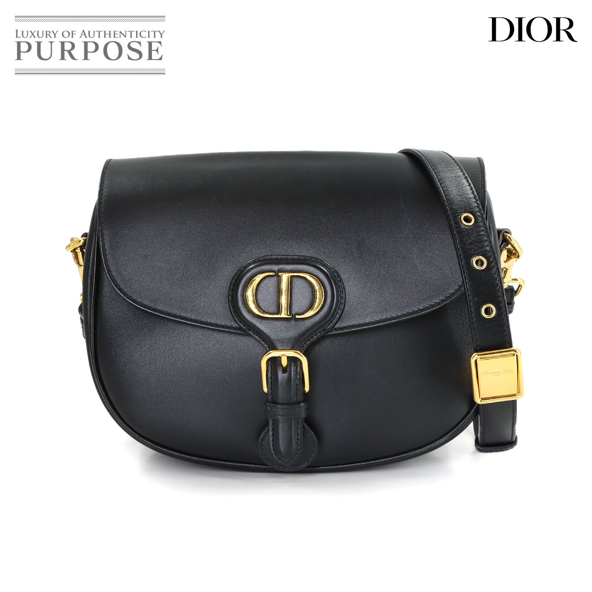 Christian Dior ボビー ミディアム ショルダー バッグ レザー ブラック M9319UMOL ゴールド 金具 BOBBY Bag クリスチャン ディオール 90320209