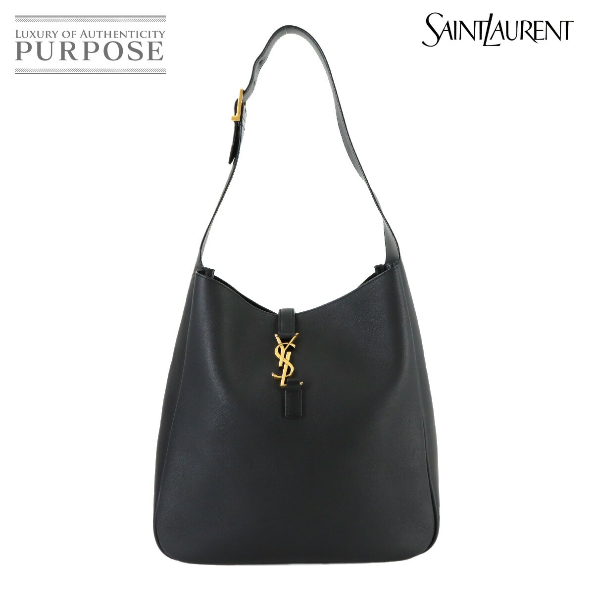 SAINT LAURENT LE5A7 ソフト ラージ ショルダー バッグ レザー ブラック 753837 Shoulder Bag サンローラン 90320690