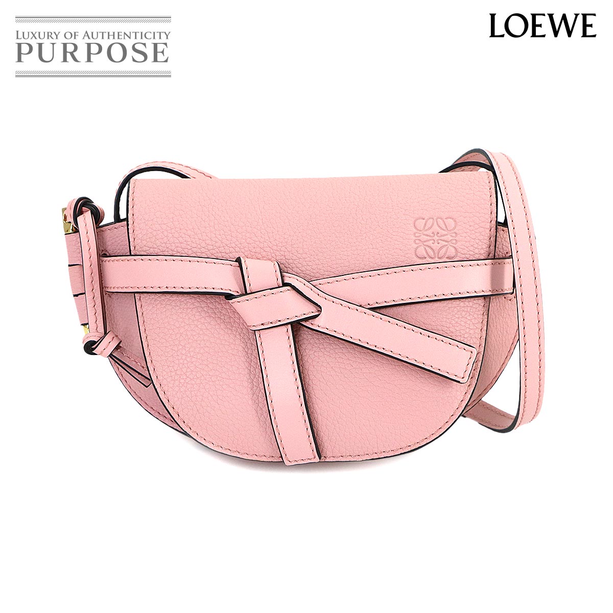 LOEWE ゲートバッグ ミニ ショルダー バッグ レザー ピンク 321.12.U62 ゴールド 金具 Gate Bag Mini ロエベ 90320775