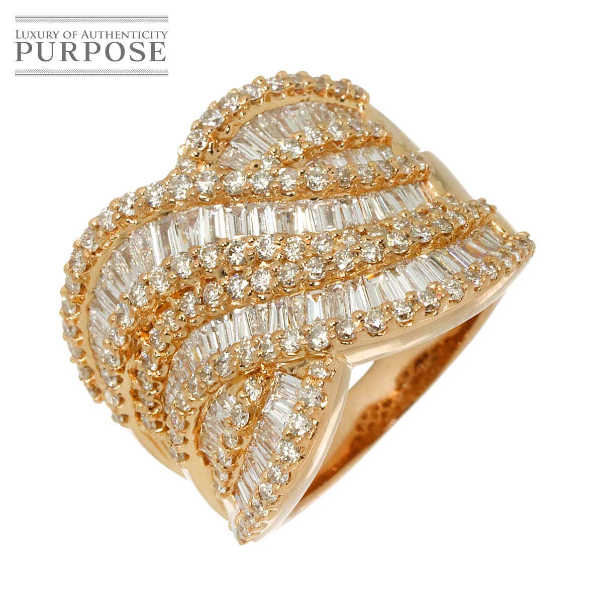 リング 12.5号 ダイヤ 2.44ct K18 PG ピンクゴールド 750 指輪 【鑑別書付き】 Diamond Ring 90317456