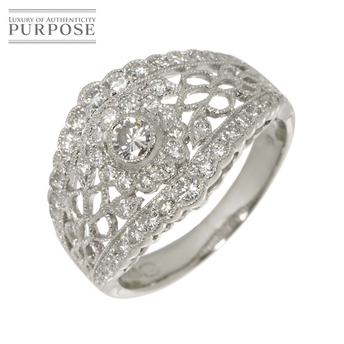 リング 7.5号 ダイヤ 0.62ct Pt プラチナ 指輪 Diamond Ring 90318115