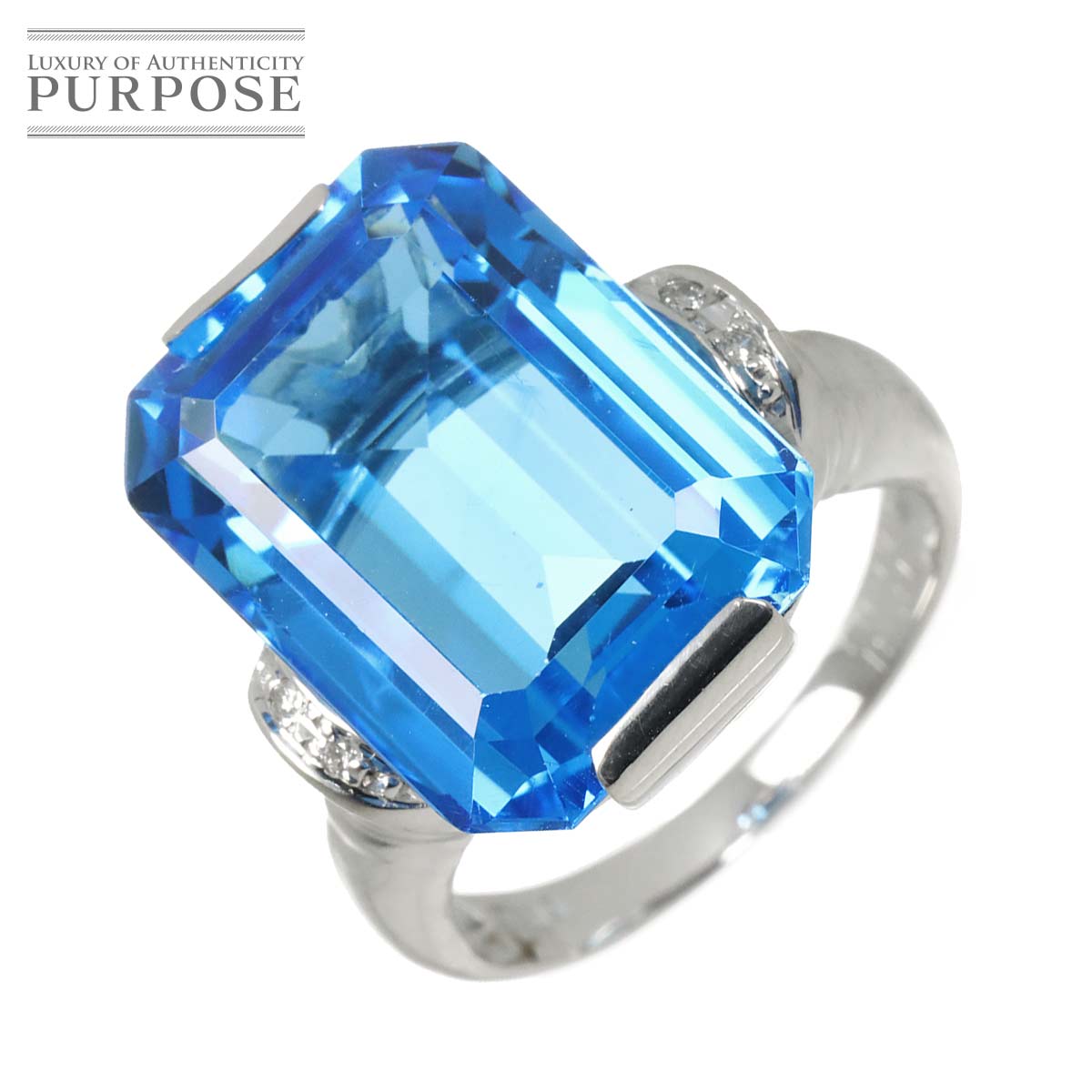 リング 12号 ブルートパーズ 1.831ct ダイヤ 0.03ct K18 WG ホワイトゴールド 750 指輪 Topaz Ring 90318380
