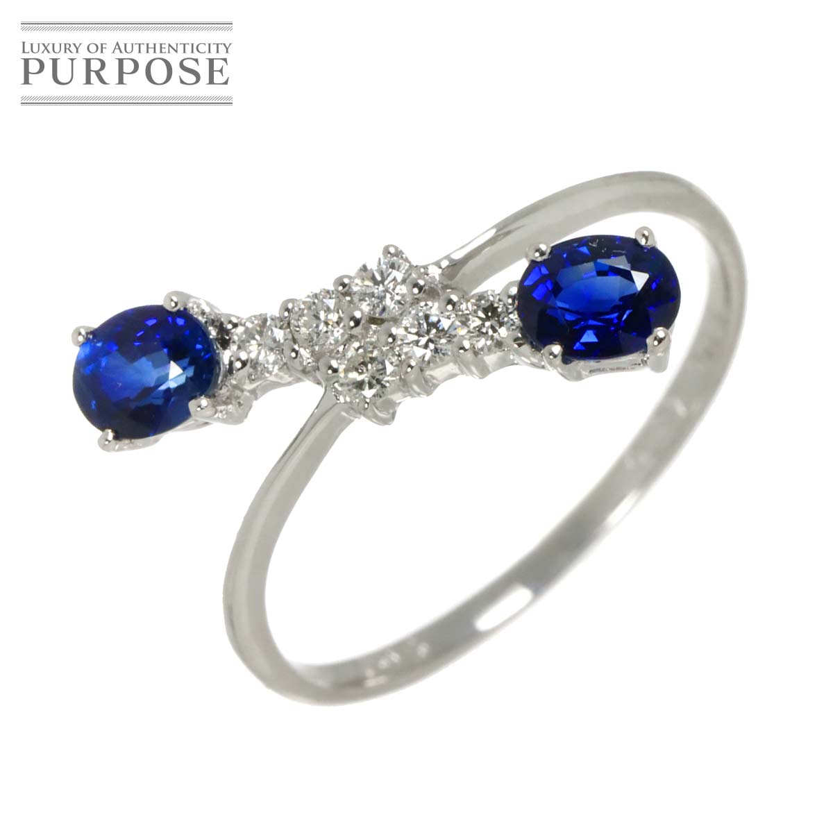 リング 13号 サファイヤ 0.87ct ダイヤ 0.15ct K18 WG ホワイトゴールド 750 指輪 Sapphire Ring 90319265