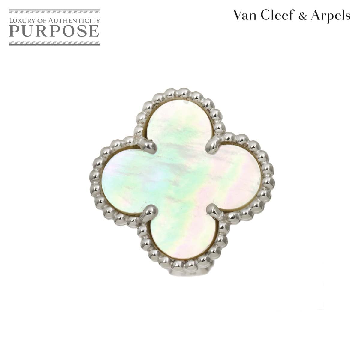 Van Cleef & Arpels ヴィンテージ アルハンブラ イヤリング シェル K18 WG 750 片方のみ 片耳 Earring Clip on ヴァンクリーフ & アーペル 90313643