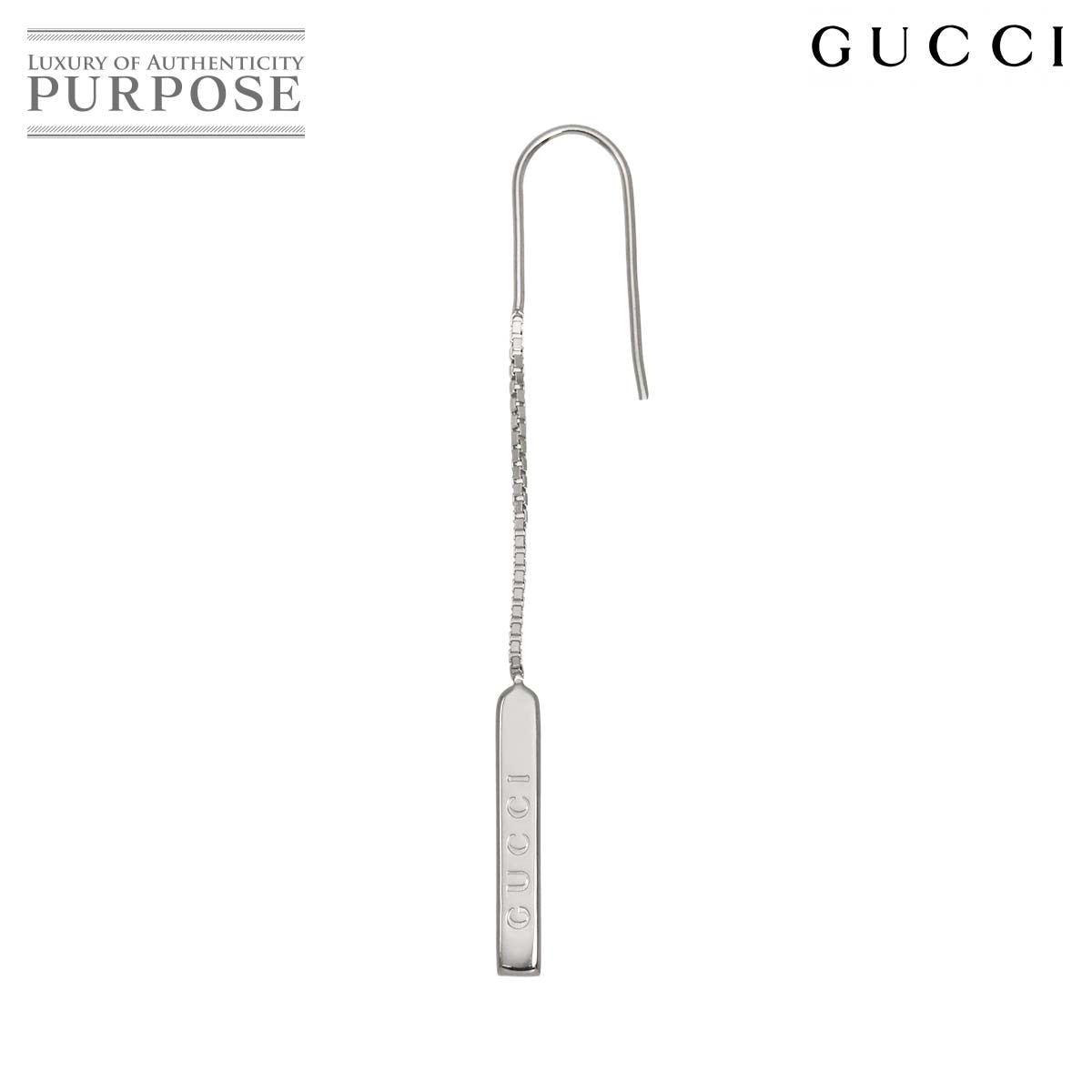 GUCCI ラリアット ピアス K18 WG ホワイトゴールド 750 ラリエット 片方のみ 片耳 Earring Pierced グッチ 90314679
