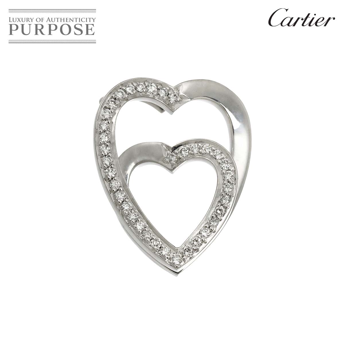 Cartier インターレース ハート ダイヤ ペンダント トップ K18 WG ホワイトゴールド 750 チャーム Pendant Top Charm【証明書付き】カルティエ 90315567