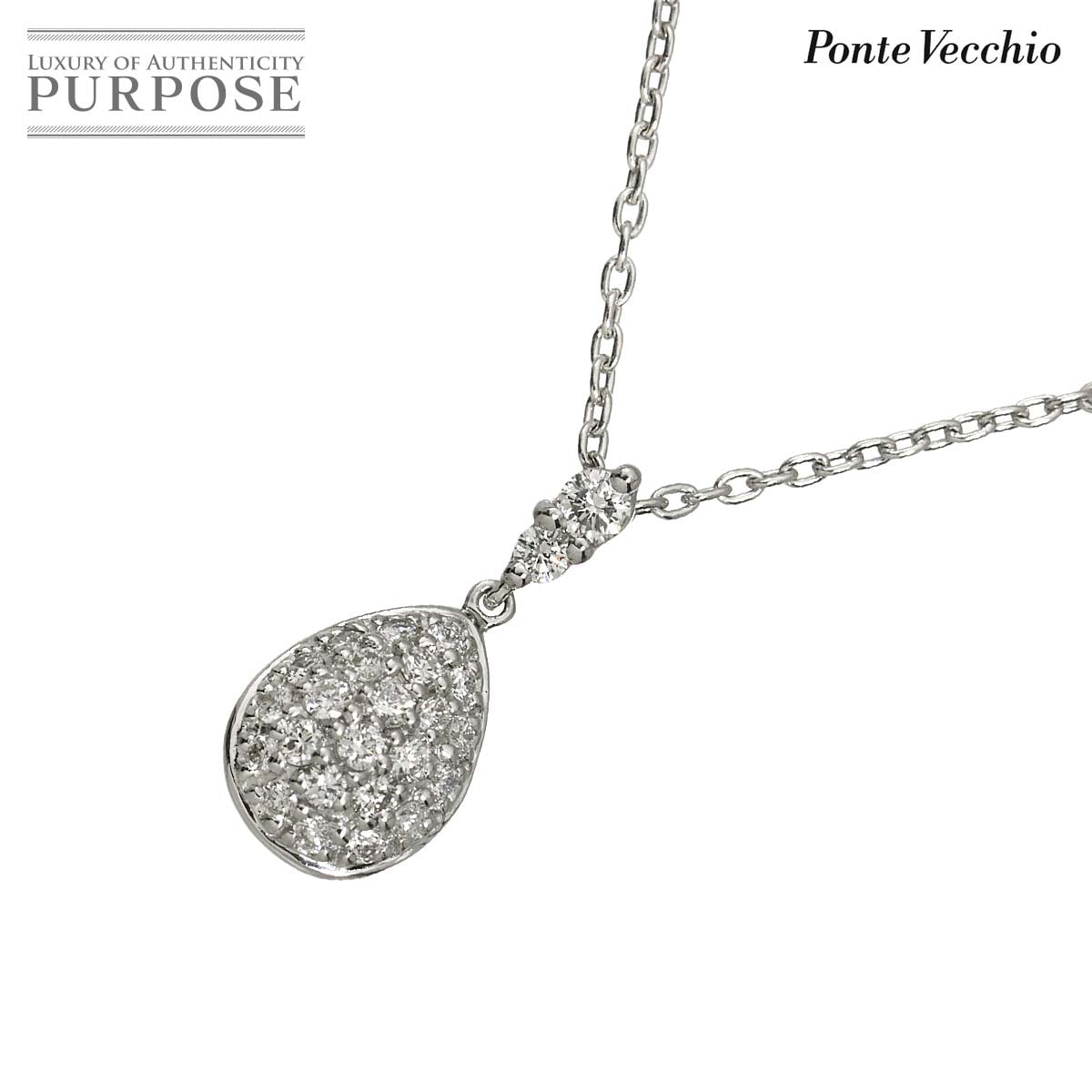 Ponte Vecchio ダイヤ 0.21ct ネックレス 40cm K18 WG ホワイトゴールド 750 Diamond Necklace ポンテヴェキオ 90315597