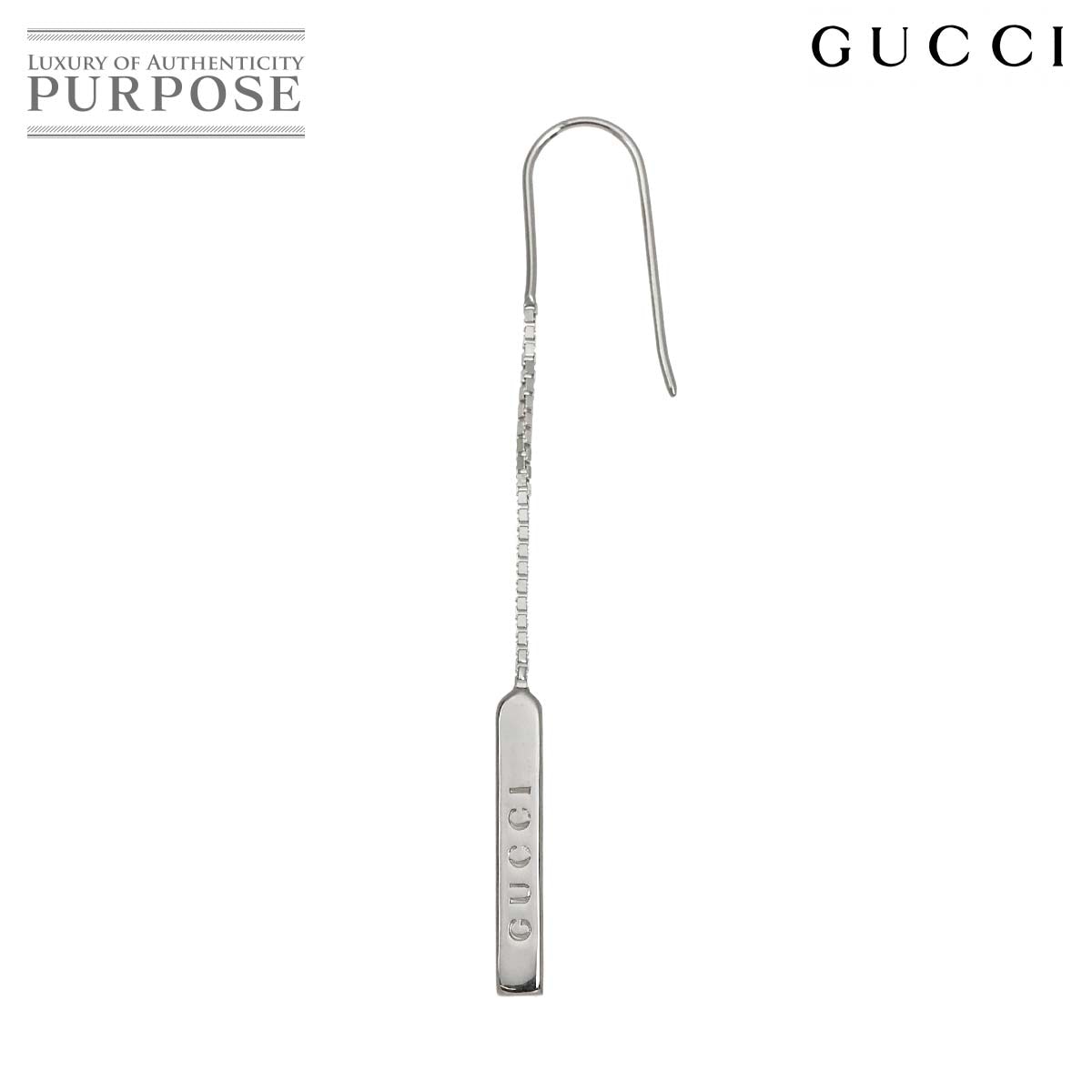 GUCCI ラリアット ピアス K18 WG ホワイトゴールド 750 ラリエット 片方のみ 片耳 Earring Pierced グッチ 90315739