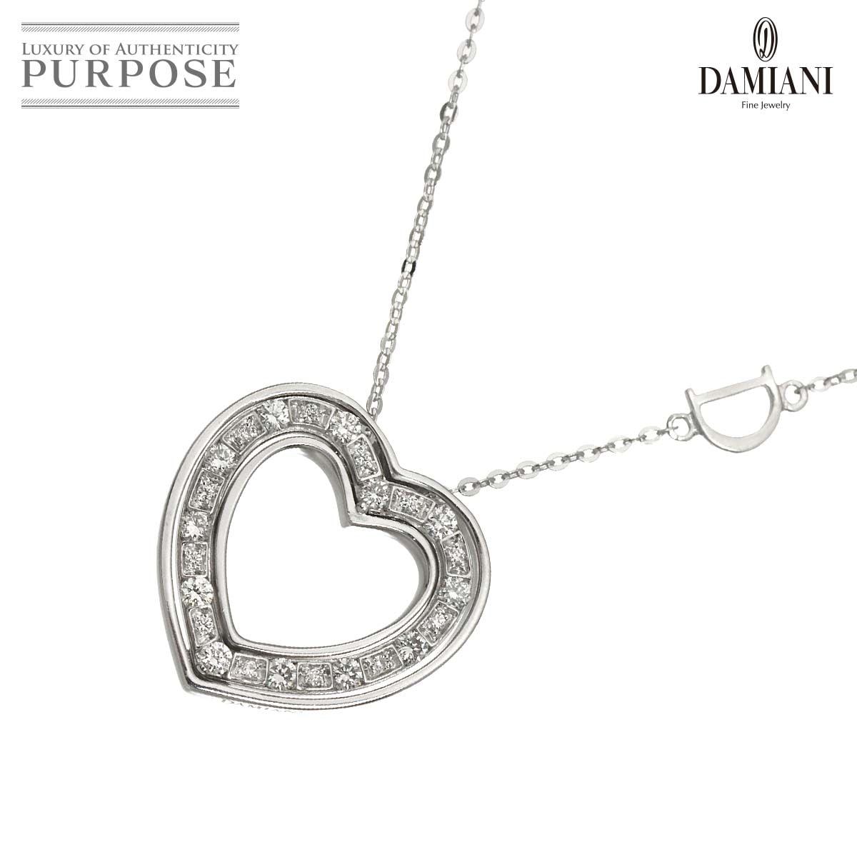 DAMIANI ベルエポック ダイヤ ハート ネックレス 50cm K18 WG ホワイトゴールド 750 Necklace ダミアーニ　 90316812