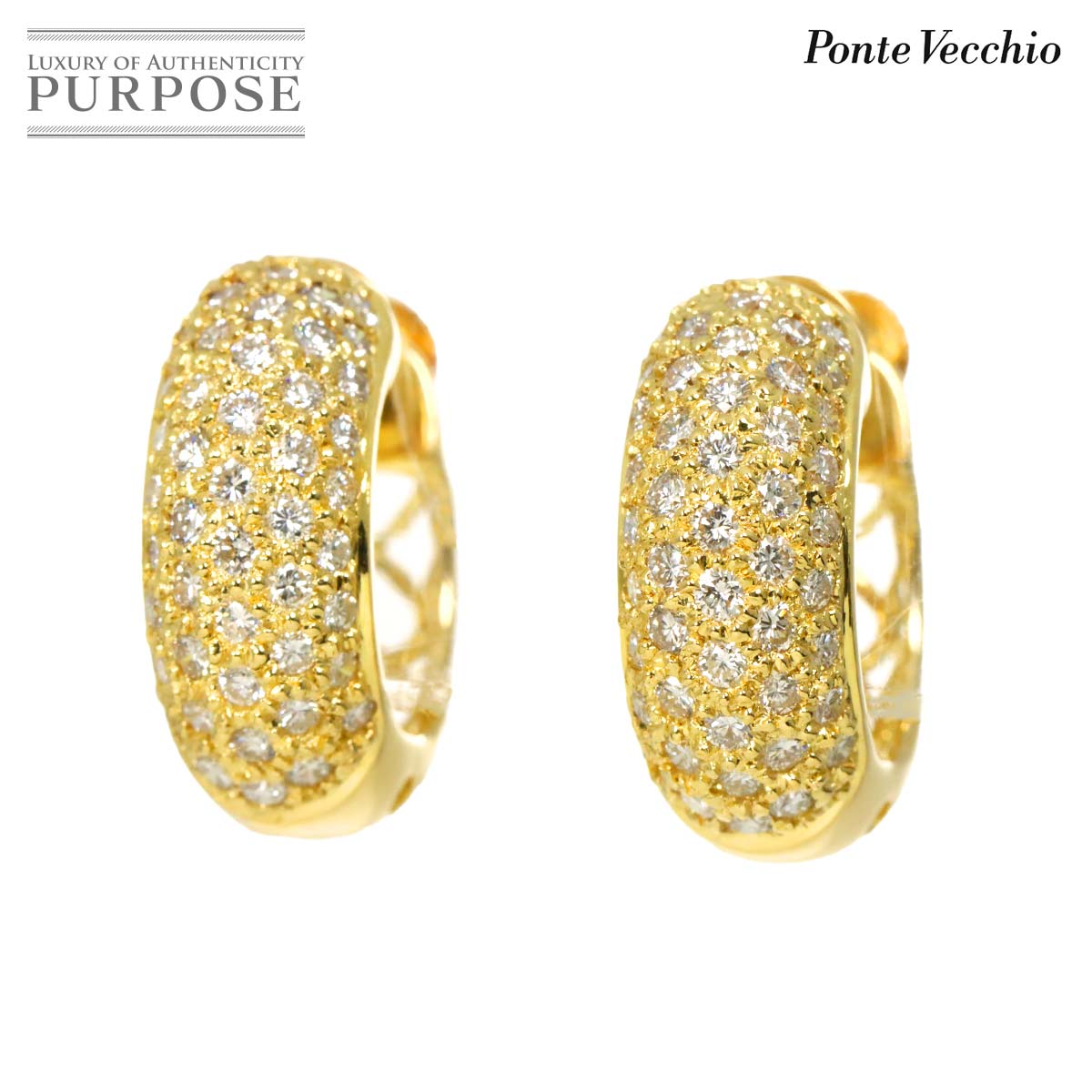 Ponte Vecchio ダイヤ 1.10ct イヤリング K18 YG イエローゴールド 750 PV Earrings ポンテヴェキオ 90316827