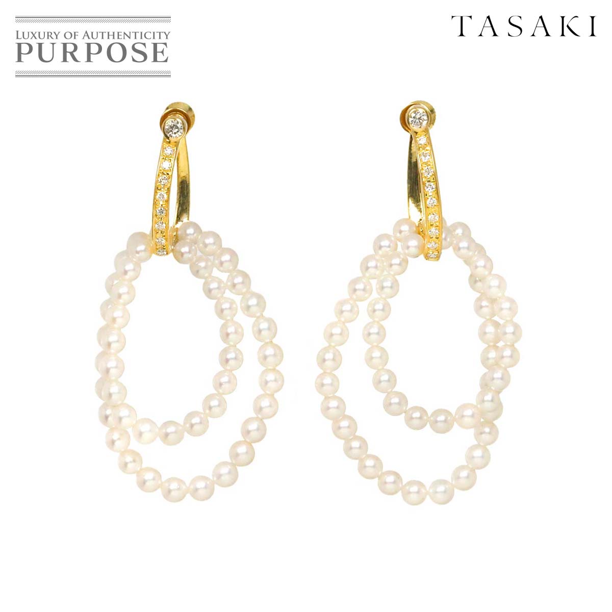 TASAKI ベビーパール 3.9-3.6mm ダイヤ 0.19ct/0.19ct イヤリング K18 YG イエローゴールド 750 真珠 Earrings タサキ 90317321