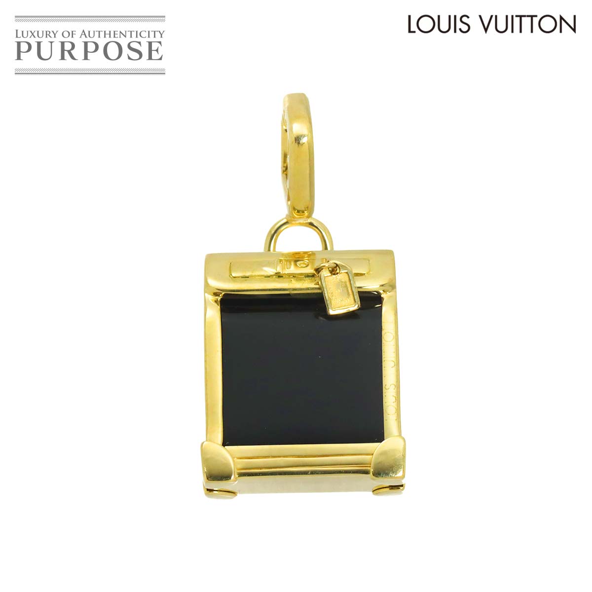 LOUIS VUITTON スティーマー バッグ オニキス チャーム K18 YG イエローゴールド 750 ペンダント トップ Charm ルイ ヴィトン 90317815