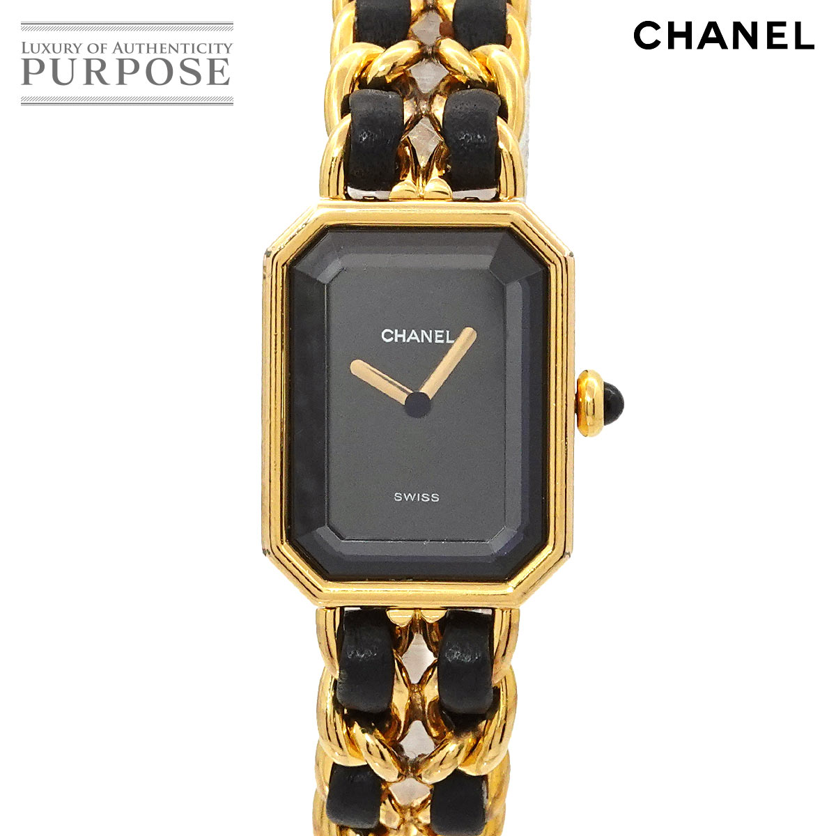 CHANEL プルミエール Lサイズ H0001 ヴィンテージ レディース 腕時計 ブラック ゴールド クォーツ ウォッチ Premiere シャネル 90310623