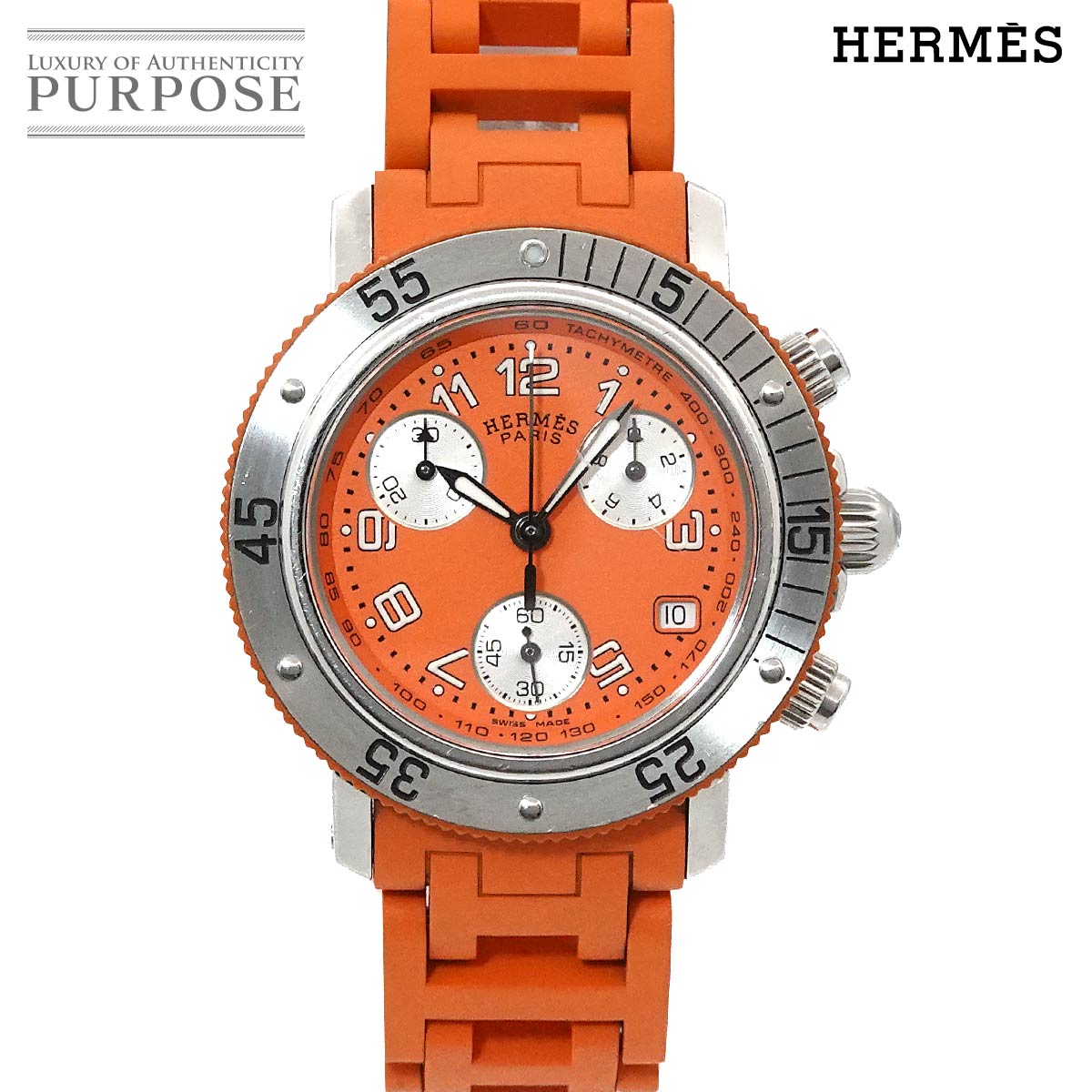 HERMES クリッパー CL4 210 ヴィンテージ レディース 腕時計 デイト