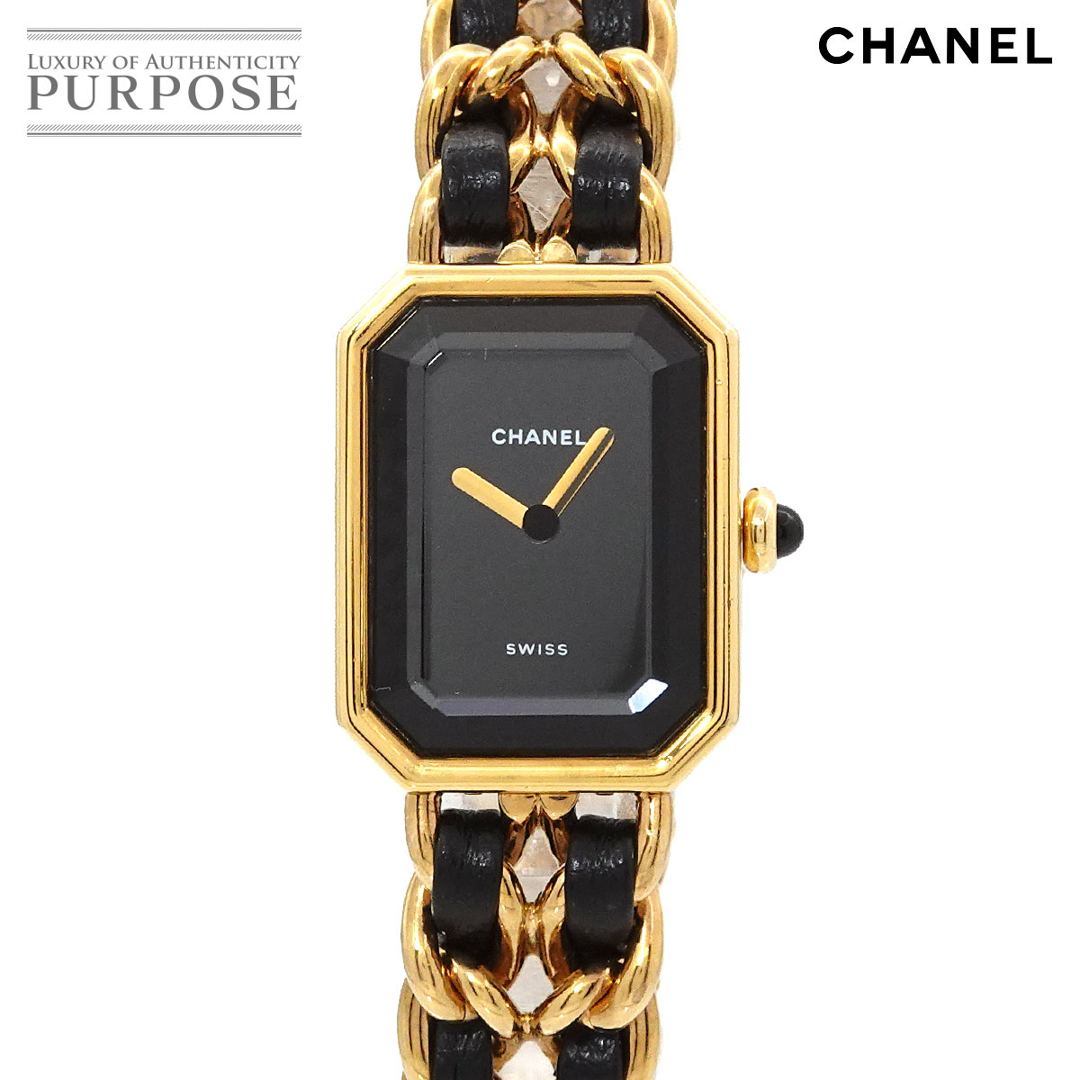 CHANEL プルミエール Lサイズ H0001 ヴィンテージ レディース 腕時計 ブラック ゴールド クォーツ ウォッチ Premiere シャネル 90321443