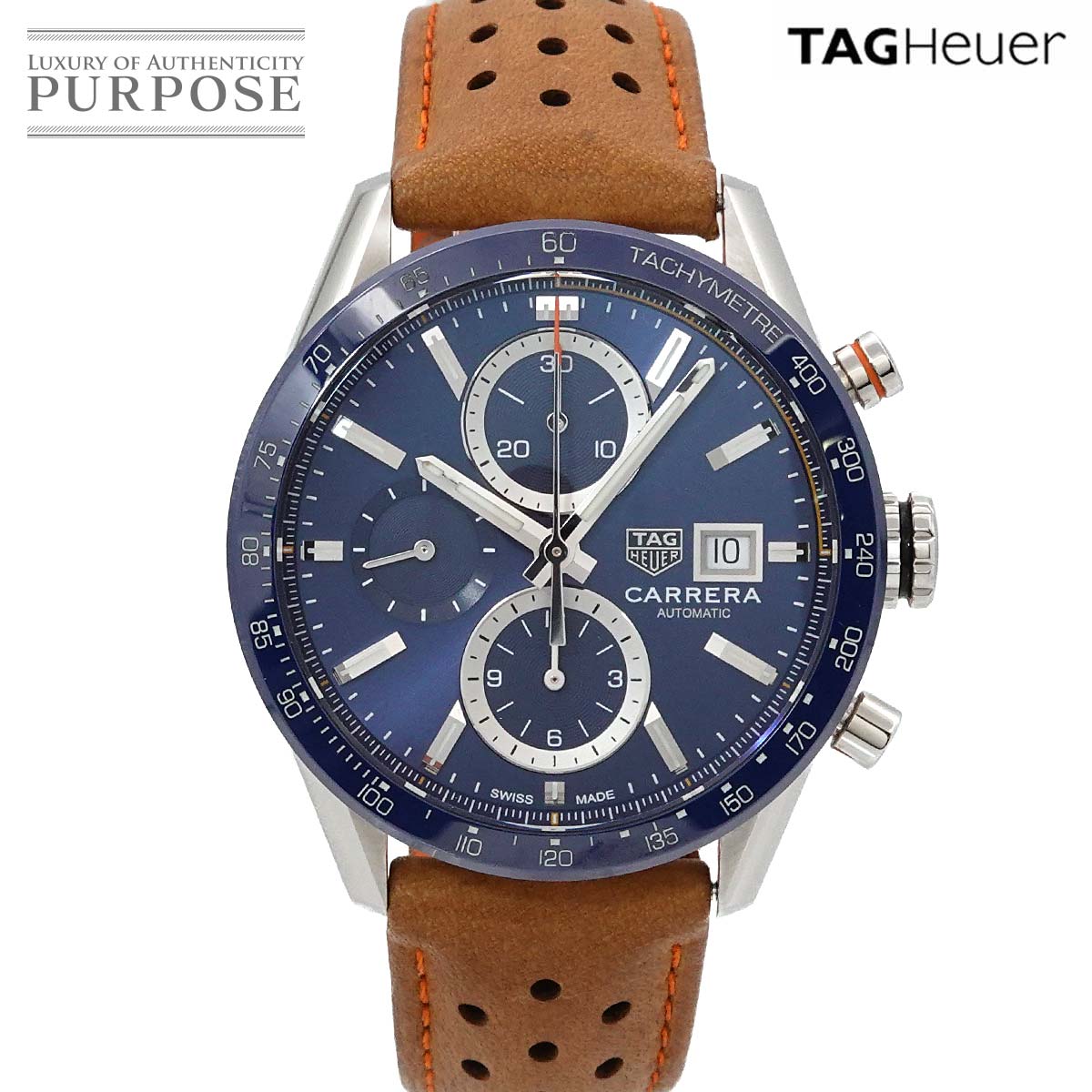 TAG Heuer カレラ キャリバー16 クロノグラフ CBM2112-0 メンズ 腕時計 デイト ブルー オートマ 自動巻き ウォッチ Carrera タグホイヤー 90322886
