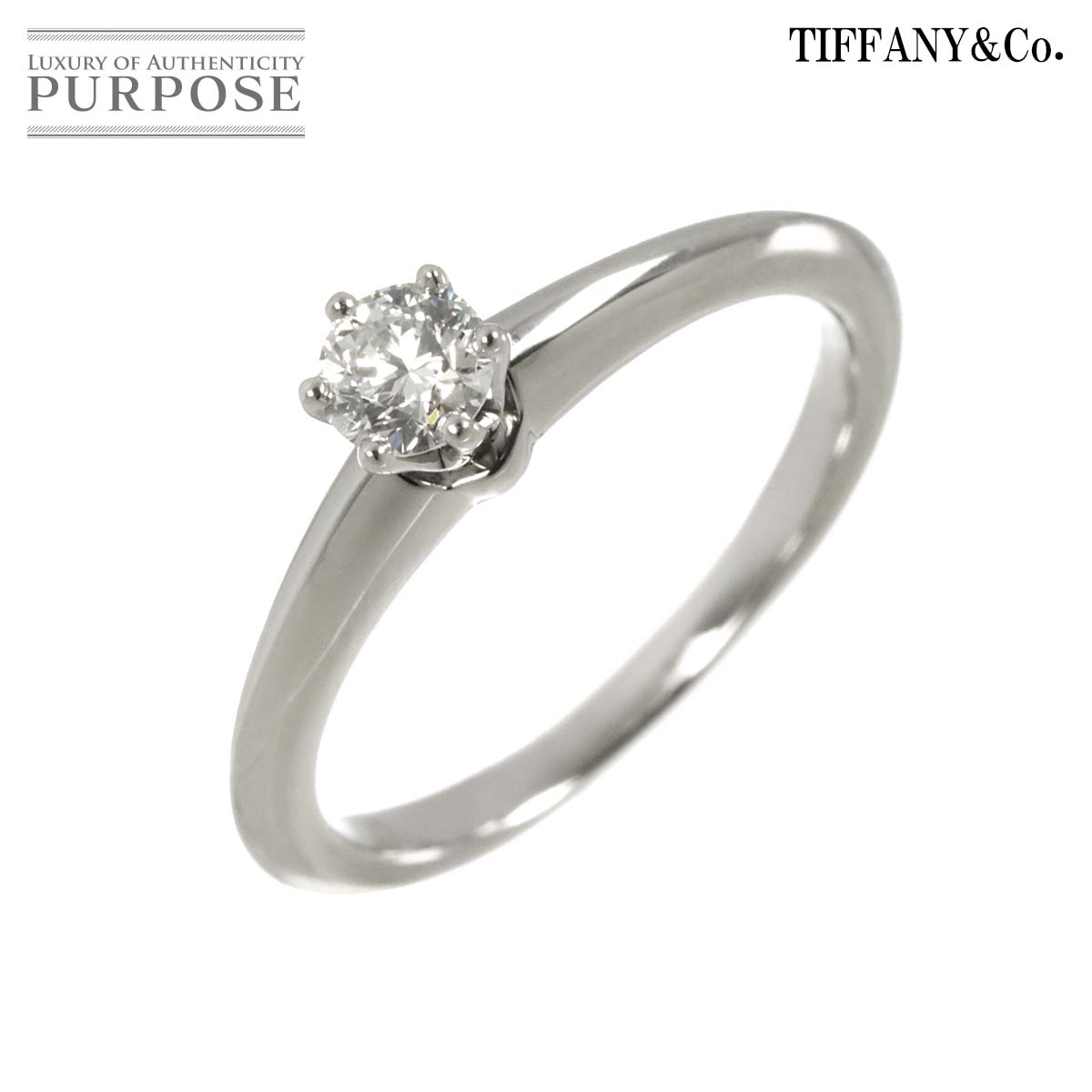TIFFANY&CO. ソリティア ダイヤ 0.24ct H/VS2/3EX 10号 リング Pt プラチナ Diamond Ring【鑑定書付き】ティファニー 90311748