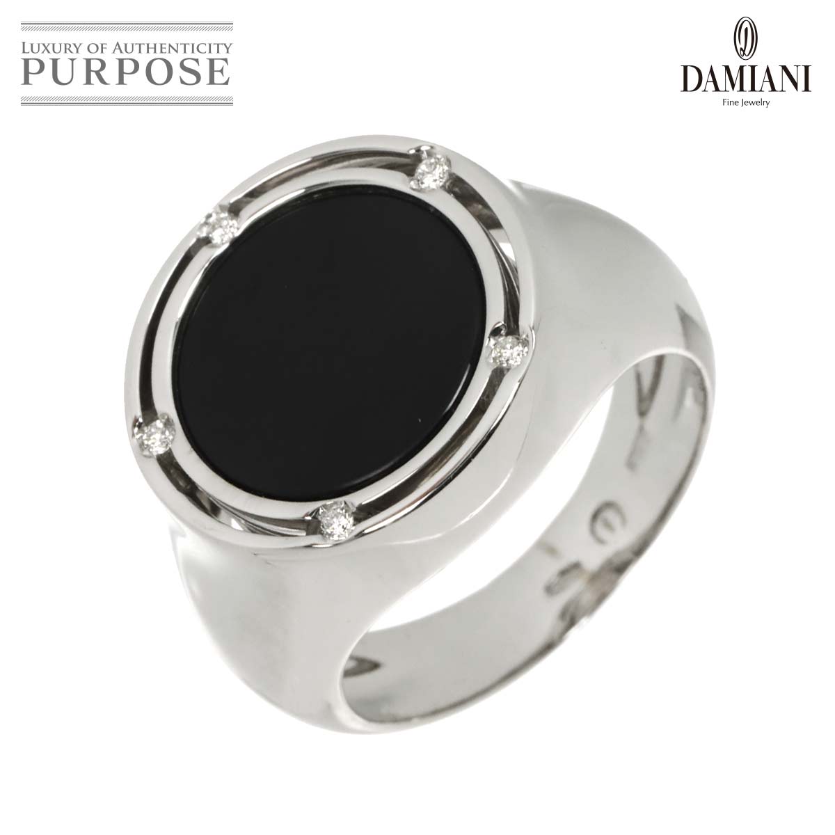 DAMIANI Dサイド 16号 リング オニキス ダイヤ 5P K18 WG ホワイトゴールド 750 指輪 Onyx Ring【証明書付き】 ダミアーニ 90316802