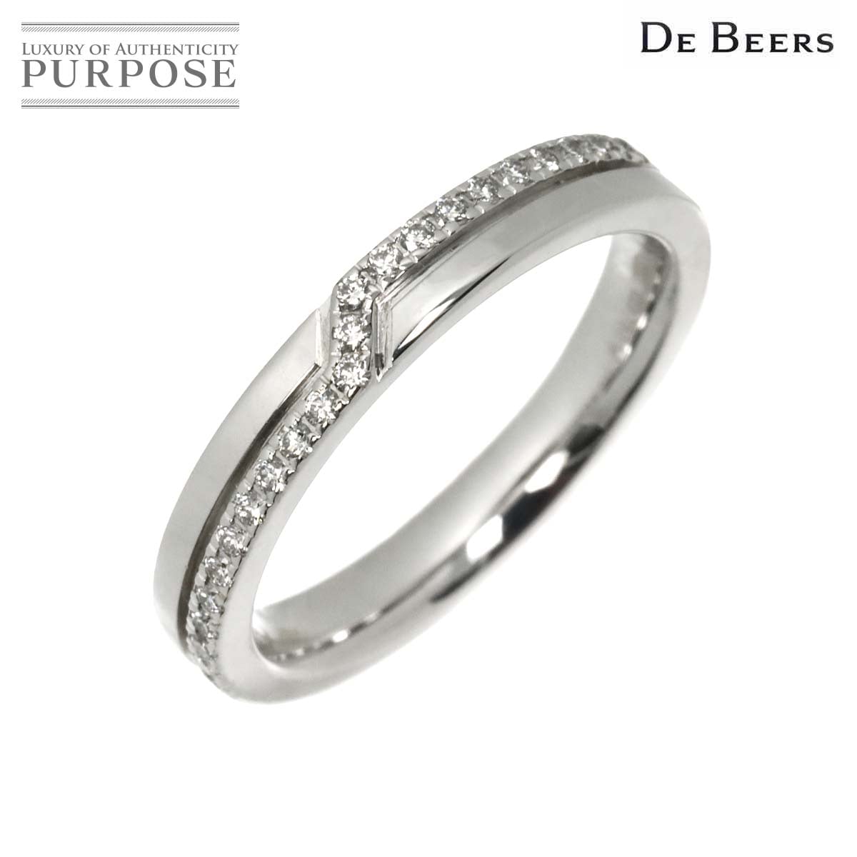 DE BEERS 9.5号 リング ダイヤ 0.14ct K18 WG ホワイトゴールド 750 指輪 Diamond Ring【証明書付き】デビアス 90317345