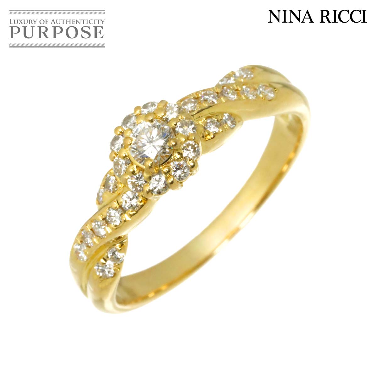 NINA RICCI 18号 リング ダイヤ 0.55ct K18 YG イエローゴールド 750 指輪 Diamond Ring ニナリッチ 90317601