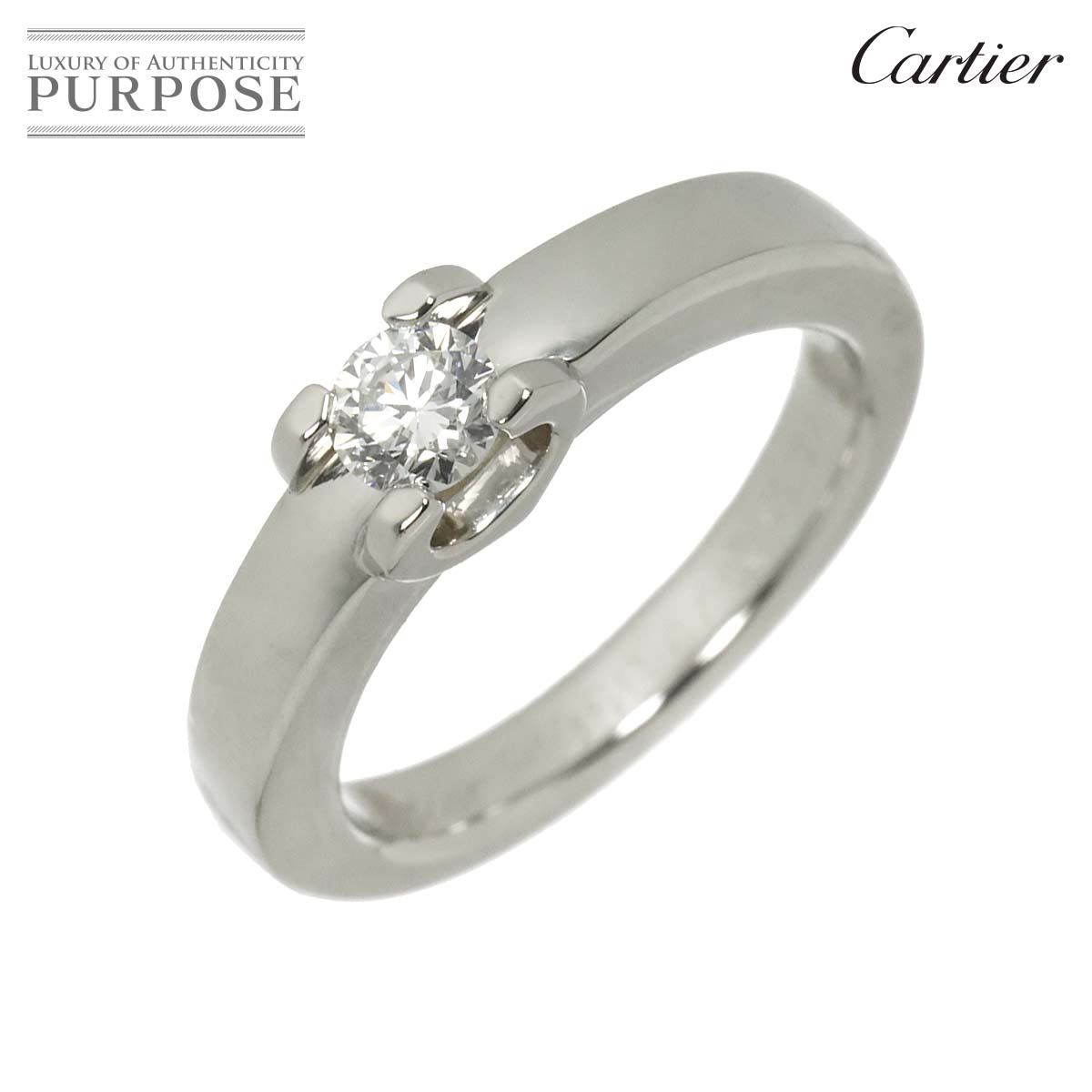 Cartier Cドゥ ソリテール ダイヤ 0.23ct E/VVS1 #47 リング Pt プラチナ 指輪 Solitaire Ring【証明書・鑑別書付き】 カルティエ 90317793