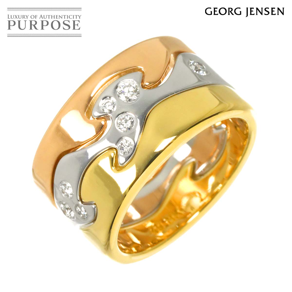 Georg Jensen フュージョン #49 リング ダイヤ K18 YG WG PG スリーゴールド 3カラー 750 指輪 fusion Ring ジョージ ジェンセン 90317796