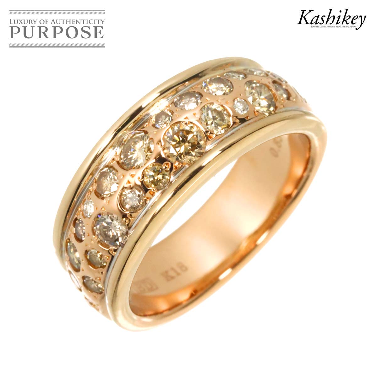 KASHIKEY メランジェ 12号 リング ブラウン ダイヤ 0.85ct K18 PG ピンクゴールド 750 Diamond Ring カシケイ 柏圭 90318428