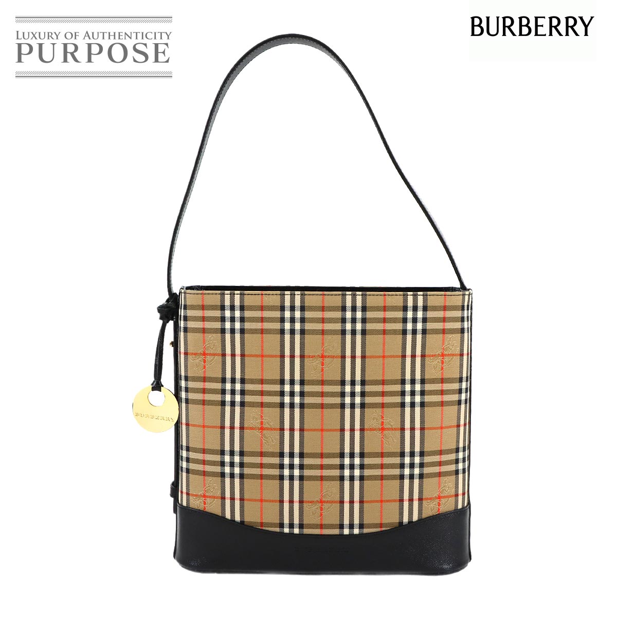 美品 バーバリー BURBERRY ノバチェック ショルダー バッグ キャンバス レザー ベージュ ブラウン Shoulder Bag 90318016 BURBERRY - 美品 バーバリー BURBERRY ノバチェック ショルダー バッグ