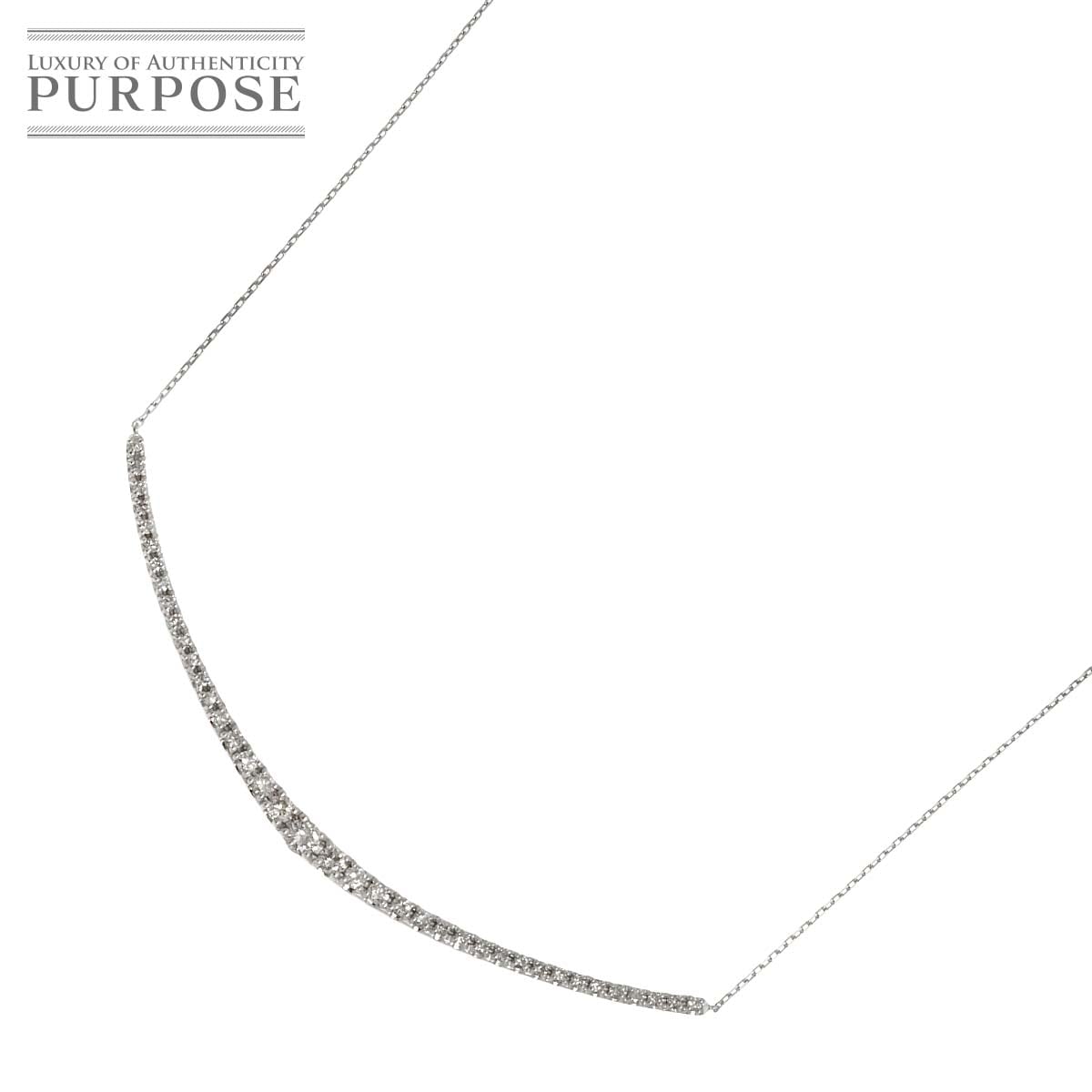 ダイヤ 0.55ct ネックレス 45cm K18 WG ホワイトゴールド 750 Diamond Necklace 90316772