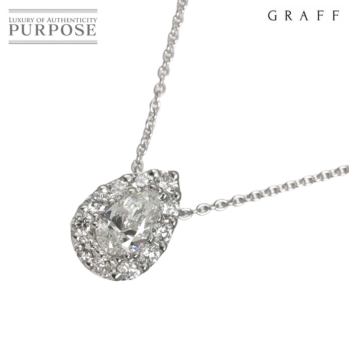 GRAFF アイコン ペアシェイプ ダイヤ 0.55ct G/VS1 ネックレス 46cm K18 WG ホワイトゴールド 750 Diamond Necklace グラフ 90319785