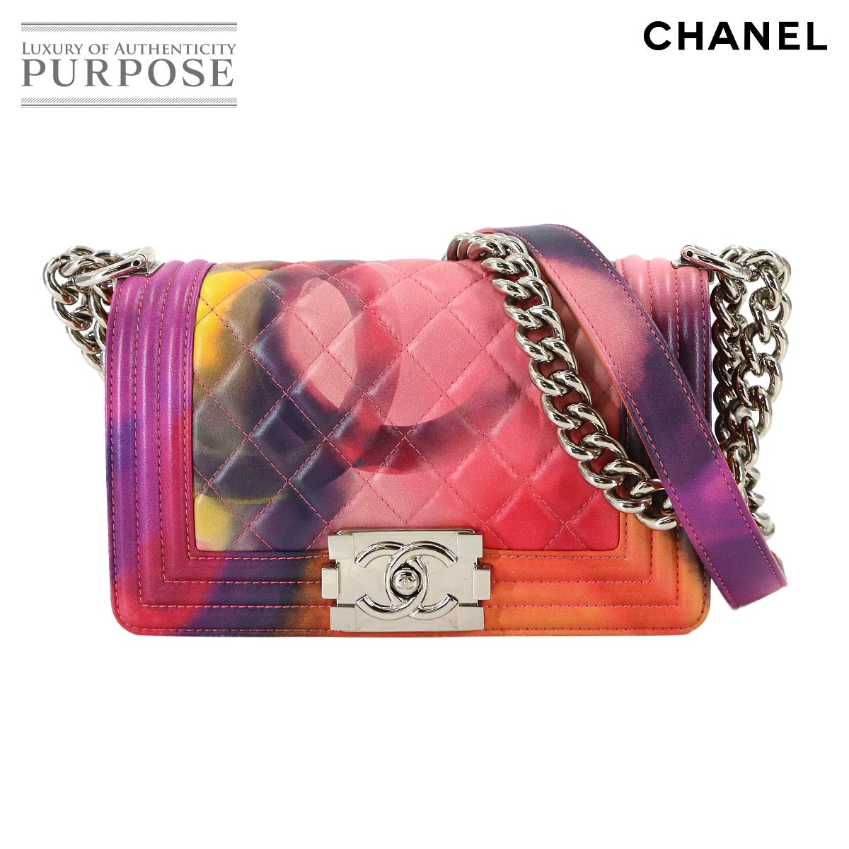 CHANEL ボーイシャネル スモール フラワー パワー チェーン ショルダー バッグ レザー マルチカラー シルバー 金具 Boy chanel Small Bag シャネル 90319759