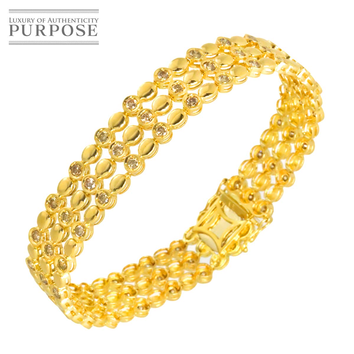 ダイヤ 3.00ct ブレスレット 17.5cm K18 YG イエローゴールド 750 Diamond Bracelet 90317136