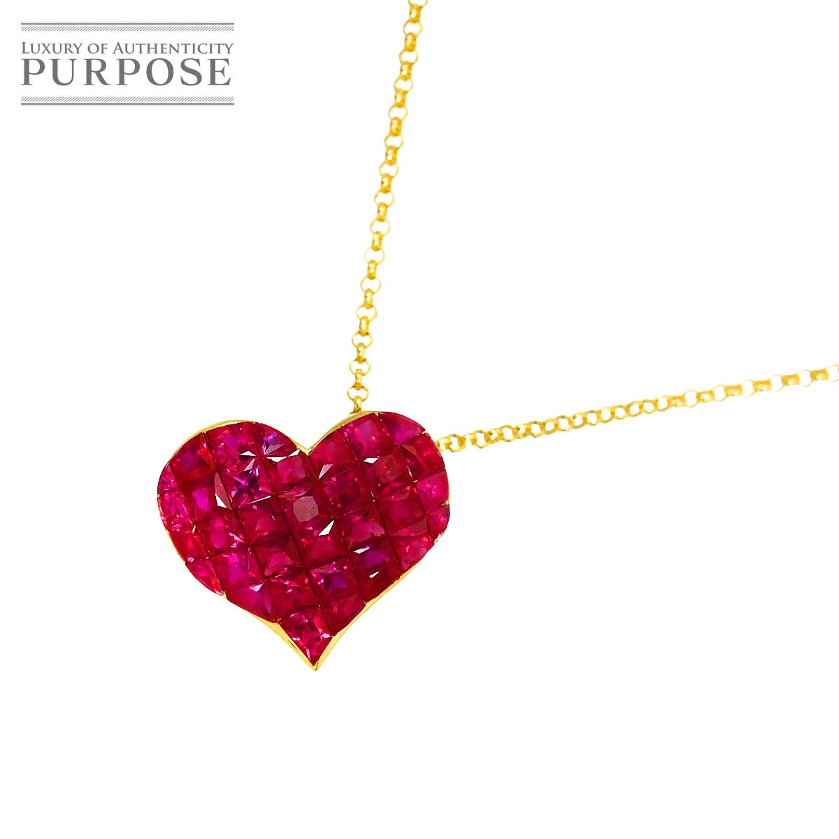 ルビー 1.26ct ネックレス 39.5cm K18 YG イエローゴールド 750 Ruby Necklace 90318585