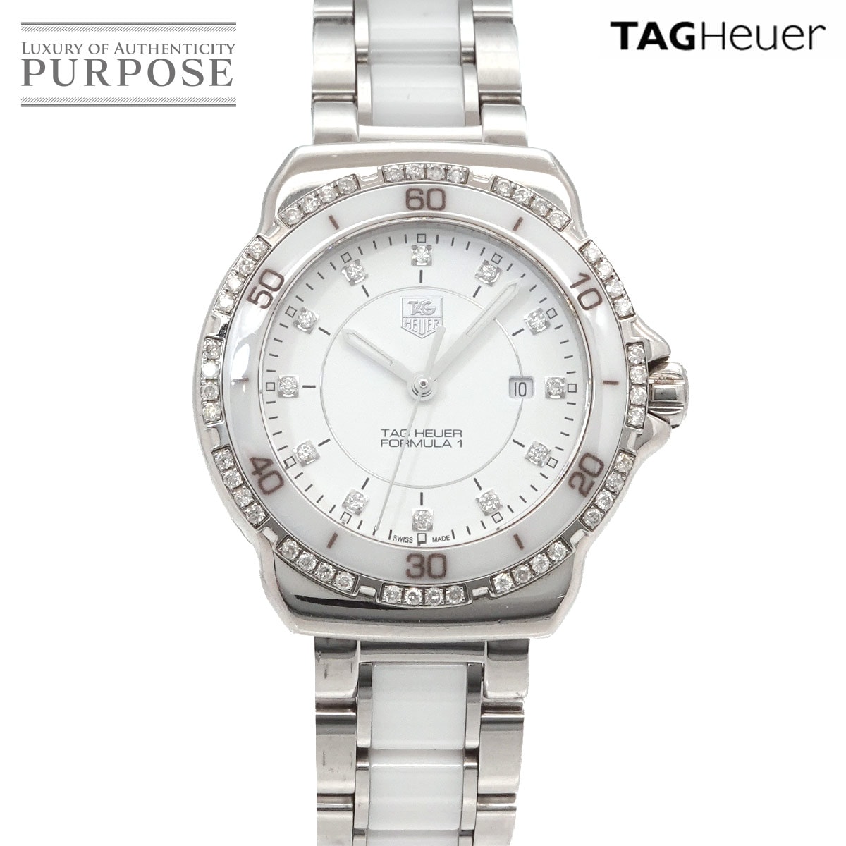 未使用 展示品 タグホイヤー TAG Heuer アクアレーサー WBP1312 レディース 腕時計 デイト ホワイトシェル ソーラー Aqua racer 90314603 TAG Heuer アクアレーサー WBP1312 レディース 腕時計 デイト ホワイト