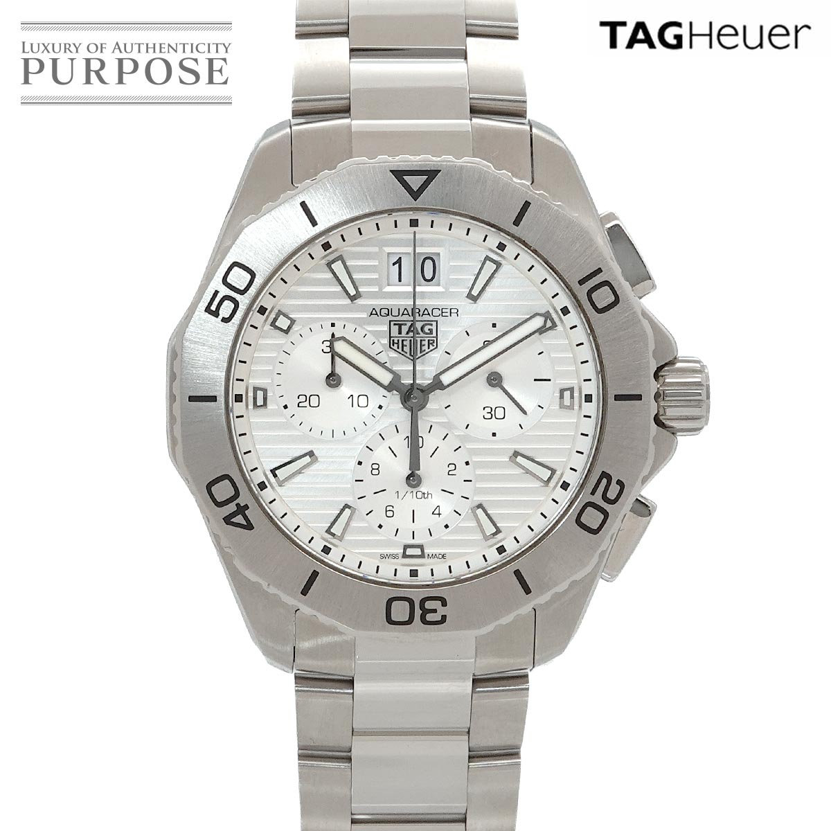 TAG Heuer アクアレーサー プロフェッショナル 200 クロノグラフ CBP1111 メンズ 腕時計 シルバー クォーツ ウォッチ Aquaracer タグホイヤー 90323466