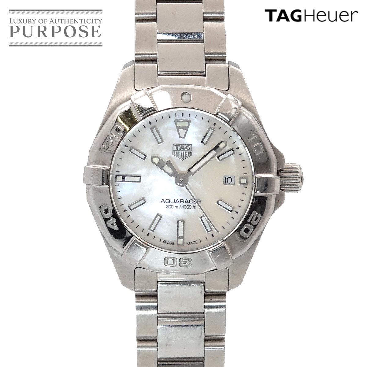TAG Heuer アクアレーサー 300m WBD1411 レディース 腕時計 デイト ホワイトシェル クォーツ Aquaracer タグホイヤー 90323473