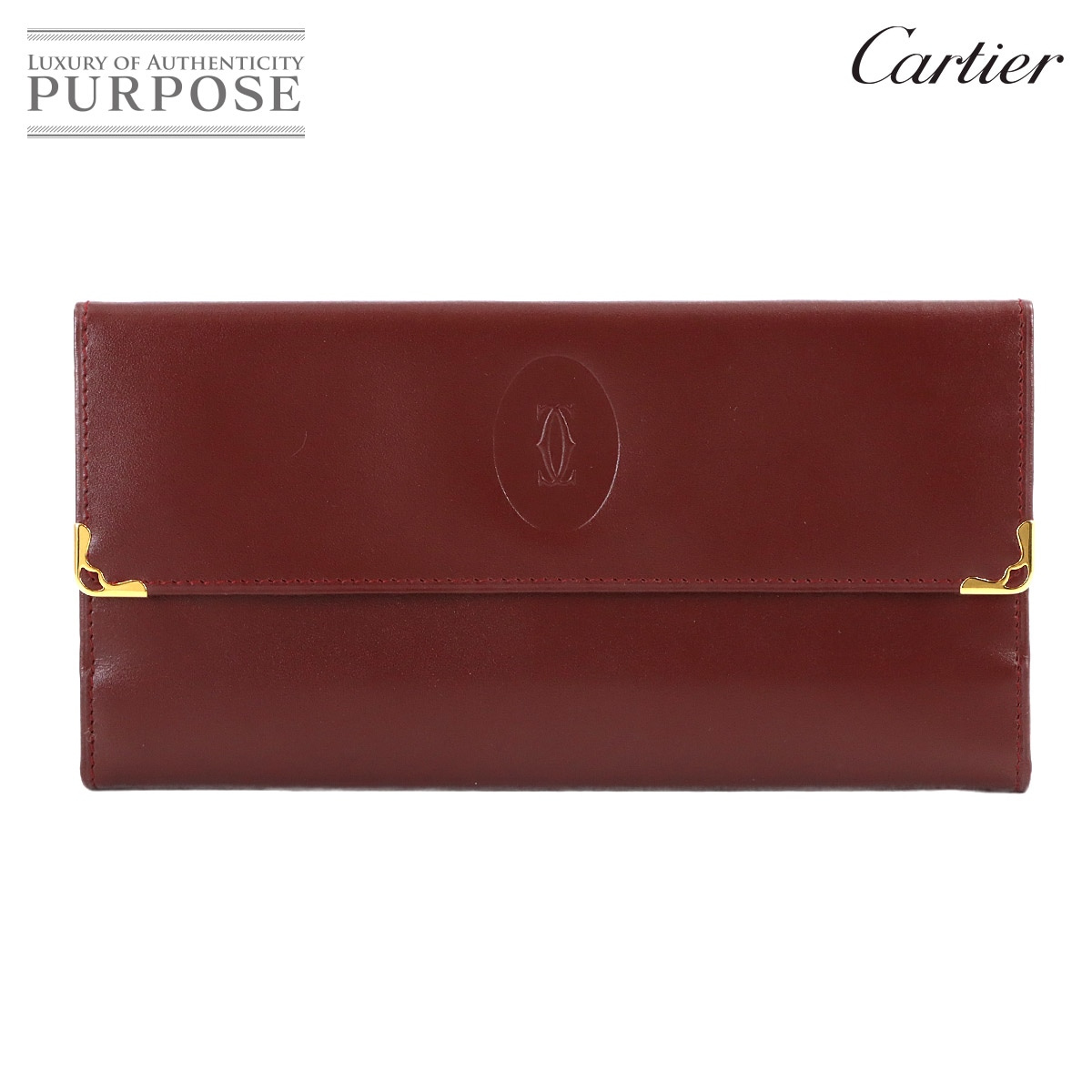 Cartier マストライン ショルダー バッグ レザー ボルドー ゴールド