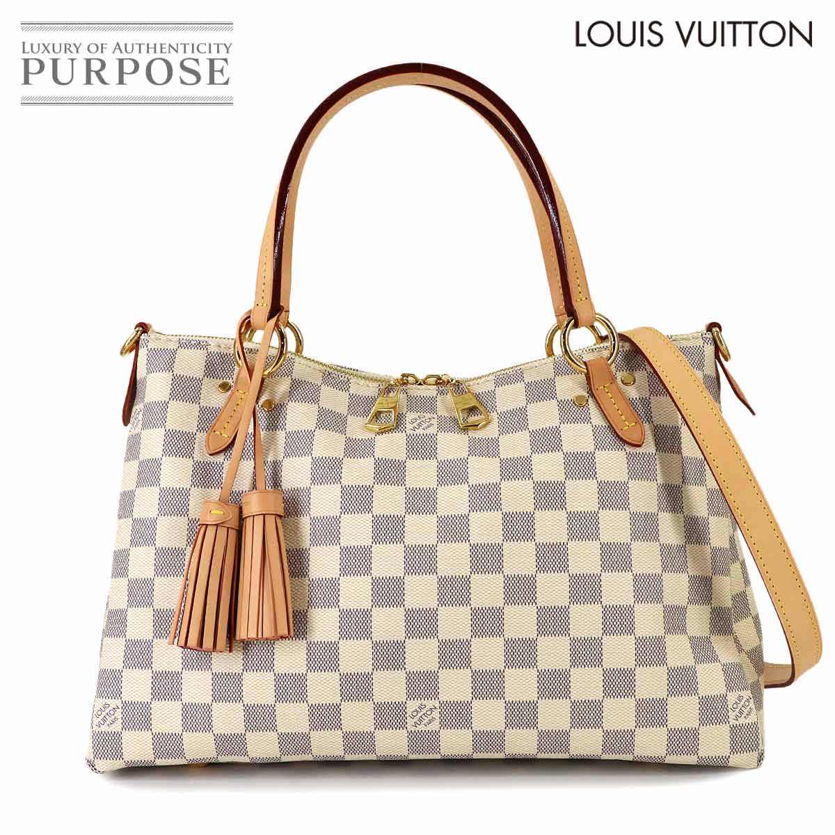 LOUIS VUITTON ダミエ アズール リミントン 2way トート ショルダー バッグ ホワイト N40022 Lymington ルイ ヴィトン 90321920