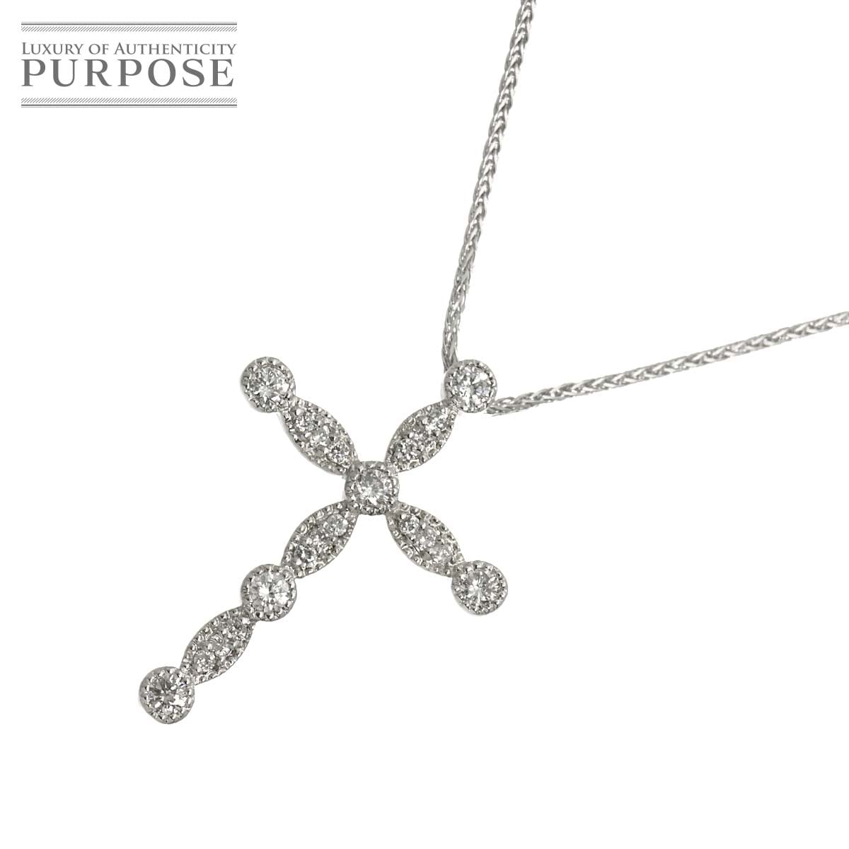 ダイヤ 0.50ct ネックレス 45cm K18 WG ホワイトゴールド 750 Diamond Necklace 90315253