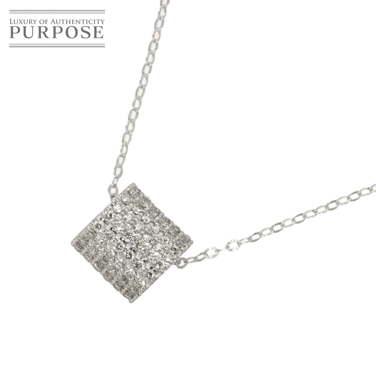 ダイヤ 1.00ct ネックレス 45cm K18 WG ホワイトゴールド 750 Diamond Necklace 90317335