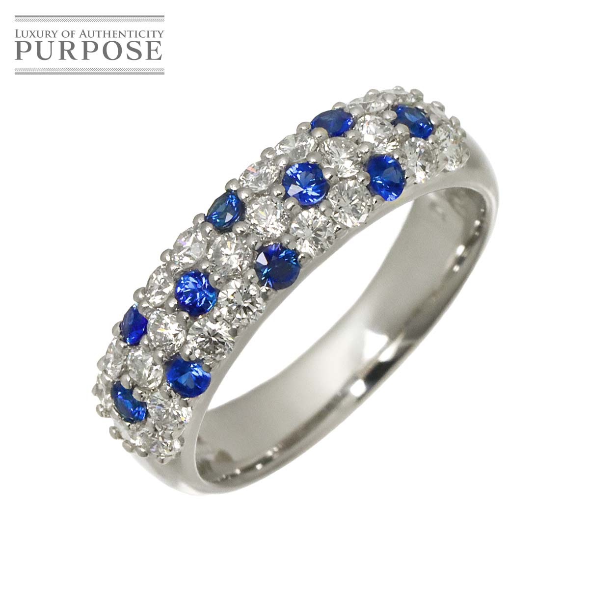リング 11.5号 ダイヤ 0.73ct サファイヤ 0.37ct Pt プラチナ 指輪 Diamond Ring 90317672