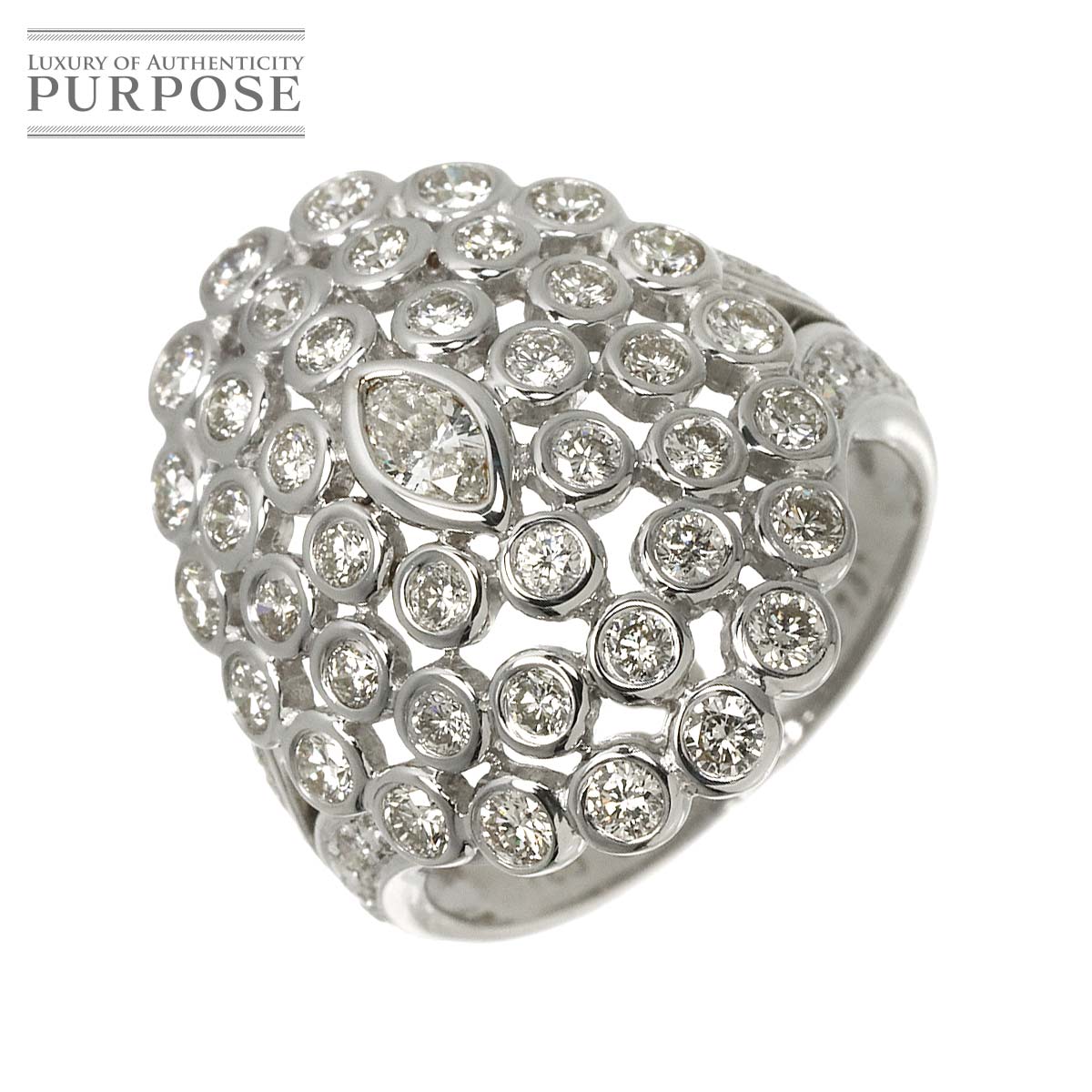 リング 12号 ダイヤ 0.15ct/1.31ct Pt プラチナ 指輪 Diamond Ring 90319888