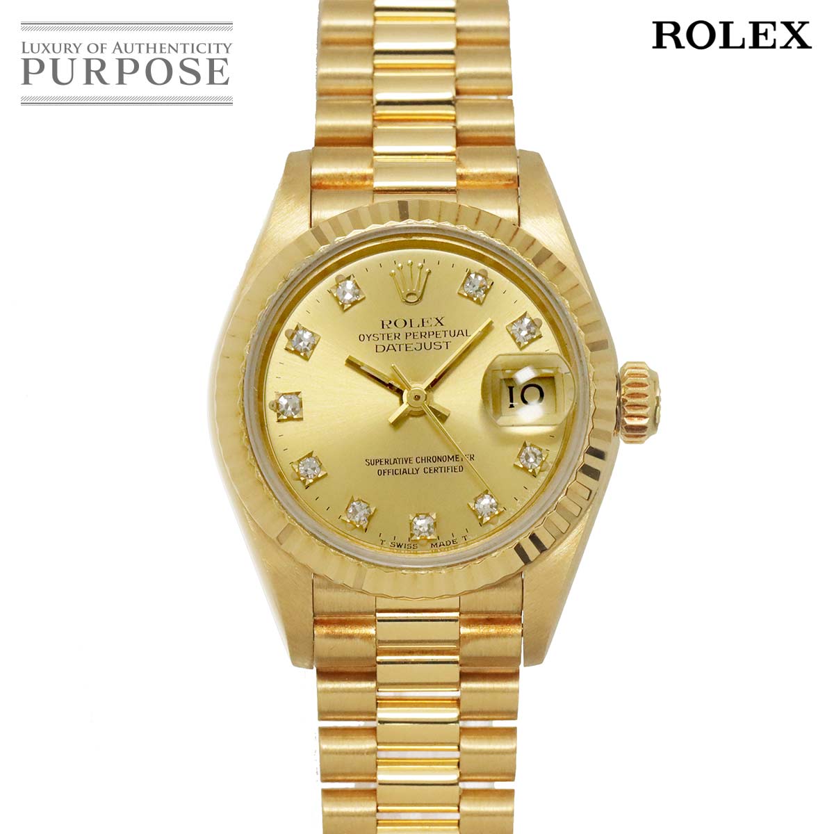 ロレックス ROLEX デイトジャスト コンビ 69173G U番 レディース 腕時計 10P ダイヤ K18YG 自動巻き Datejust 90311663 ROLEX デイトジャスト コンビ 69173G U番 レディース 腕時計 10P