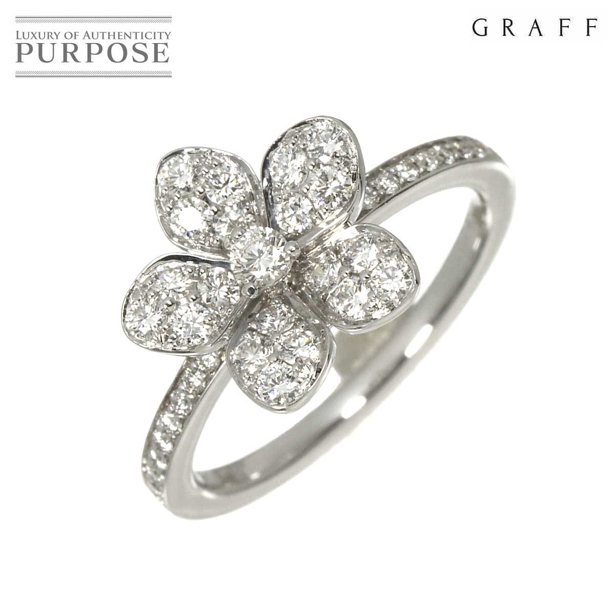 GRAFF ワイルドフラワー 11.5号 リング ダイヤ K18 WG ホワイトゴールド 750 指輪 Diamond Ring【証明書付き】グラフ 90318578